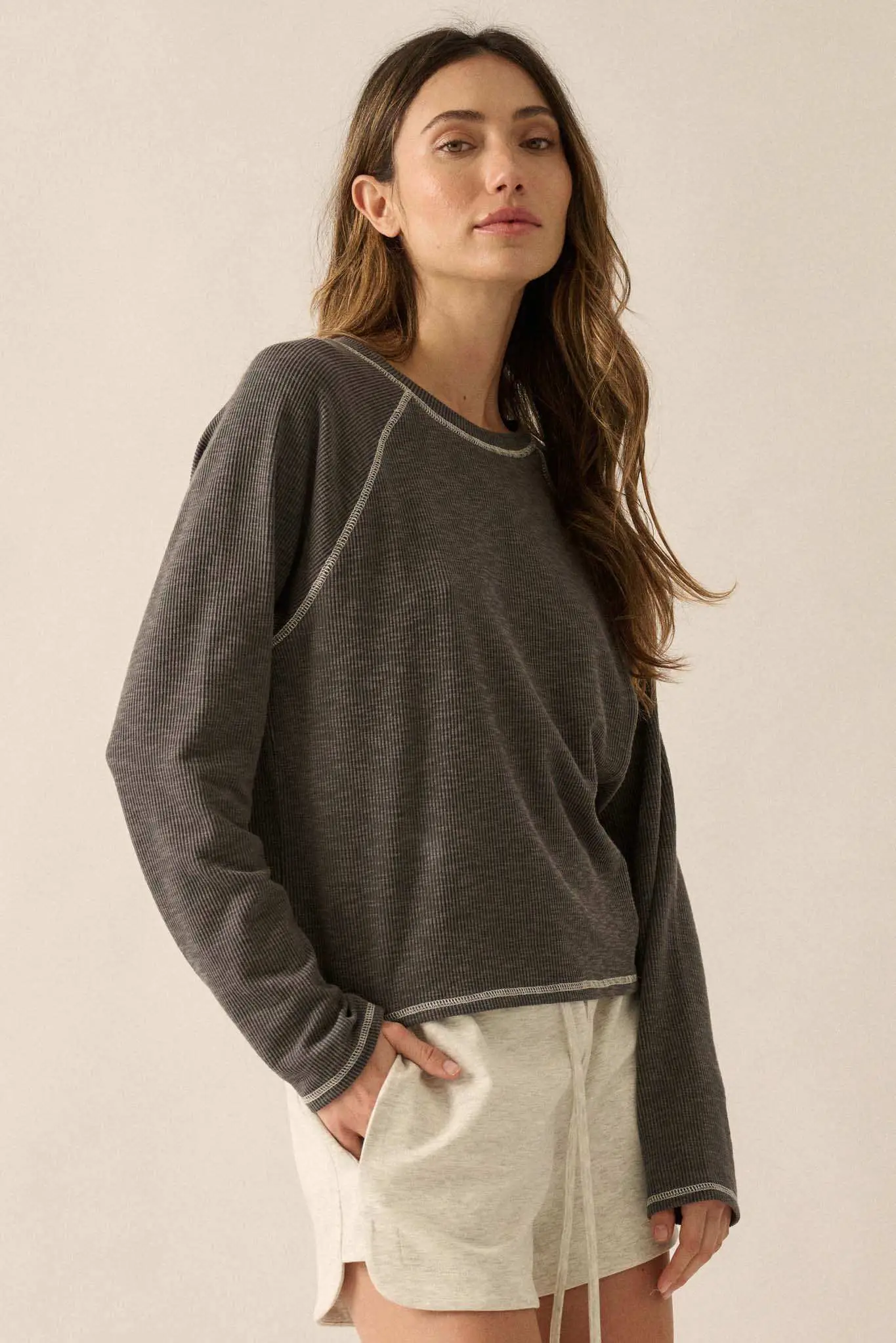Easy Does It Raglan-Sleeve Rib-Knit Top - Image 6