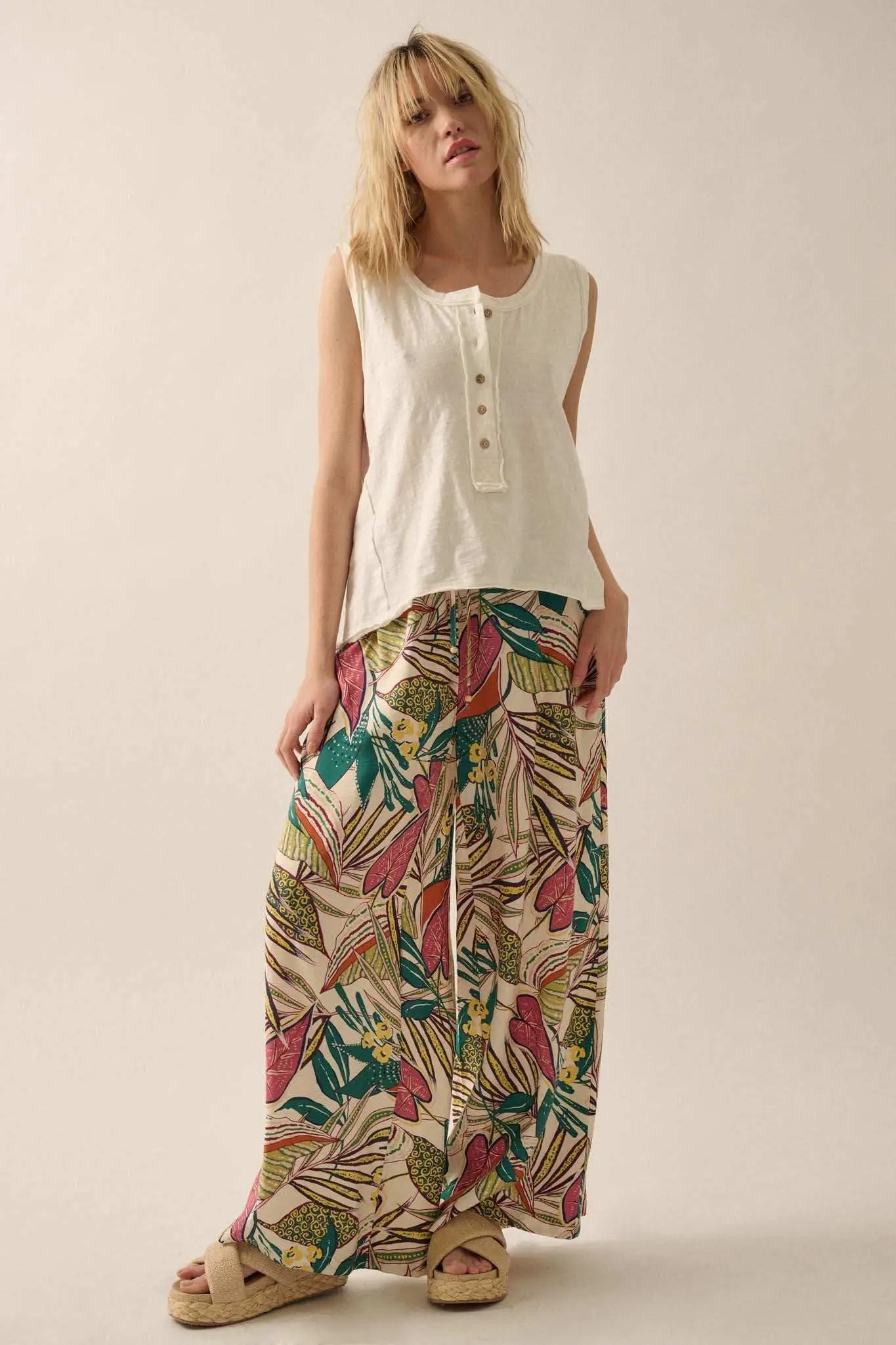 Easy Fit Cotton Slub Half-Button Henley Tank Top - Image 5