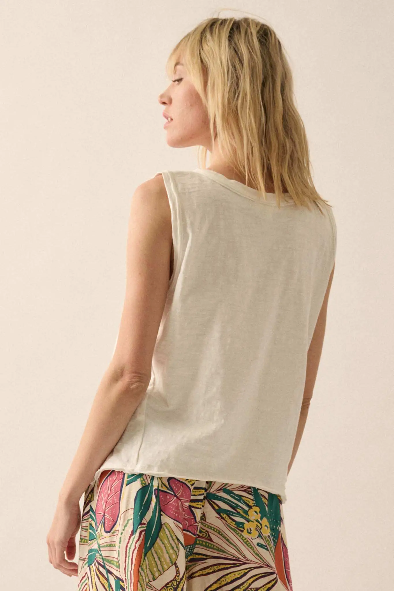 Easy Fit Cotton Slub Half-Button Henley Tank Top - Image 6