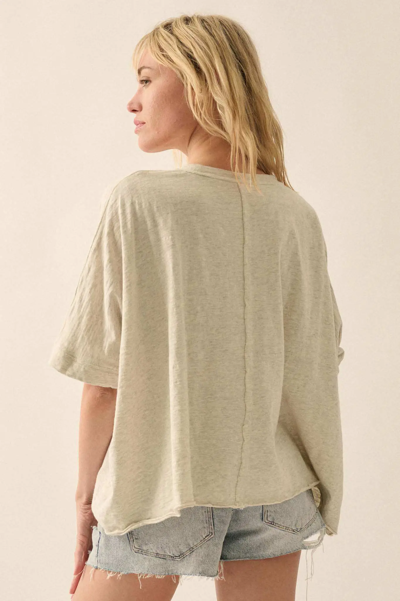 Easy Fit Vintage-Wash Cotton Oversized Boxy Tee - Image 10
