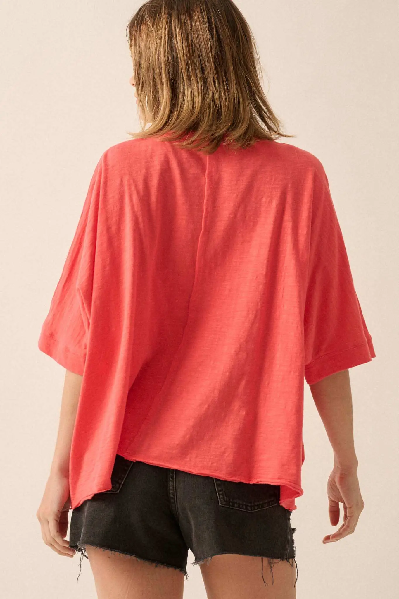 Easy Fit Vintage-Wash Cotton Oversized Boxy Tee - Image 2