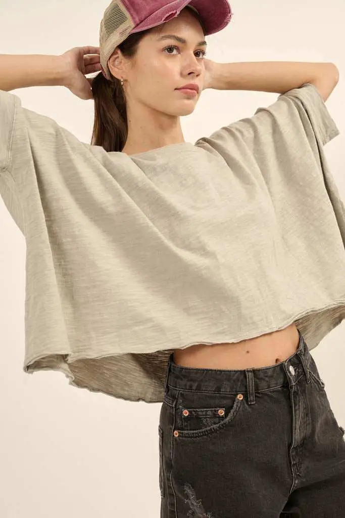 Easy Fit Vintage-Wash Cotton Oversized Boxy Tee - Image 20