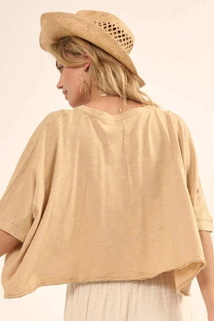 Easy Fit Vintage-Wash Cotton Oversized Boxy Tee - Image 35