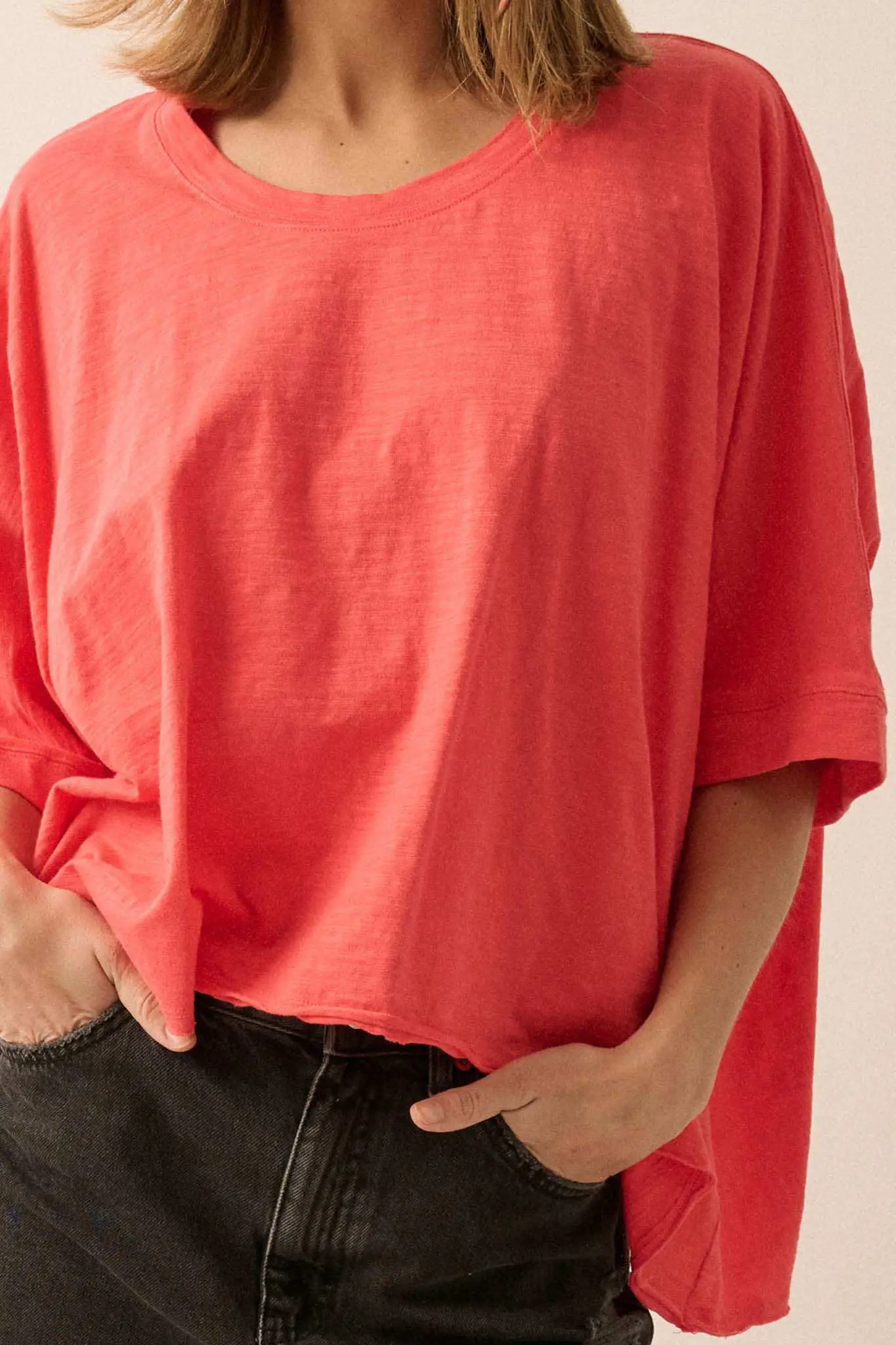 Easy Fit Vintage-Wash Cotton Oversized Boxy Tee - Image 4