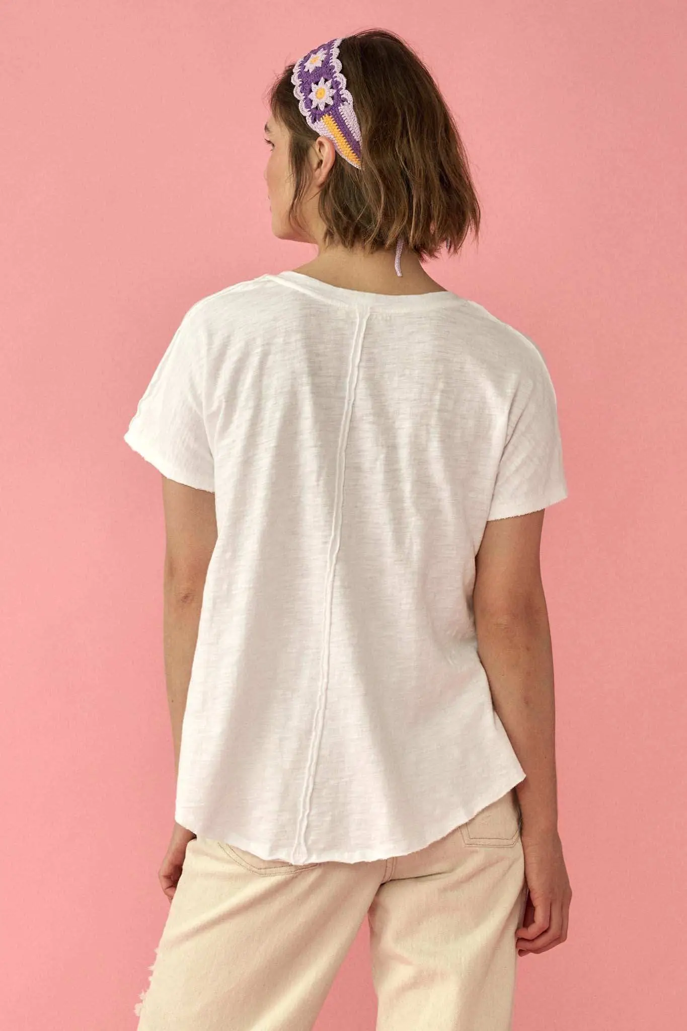Easy Fit Vintage-Wash Slub Cotton Exposed-Seam Tee - Image 10