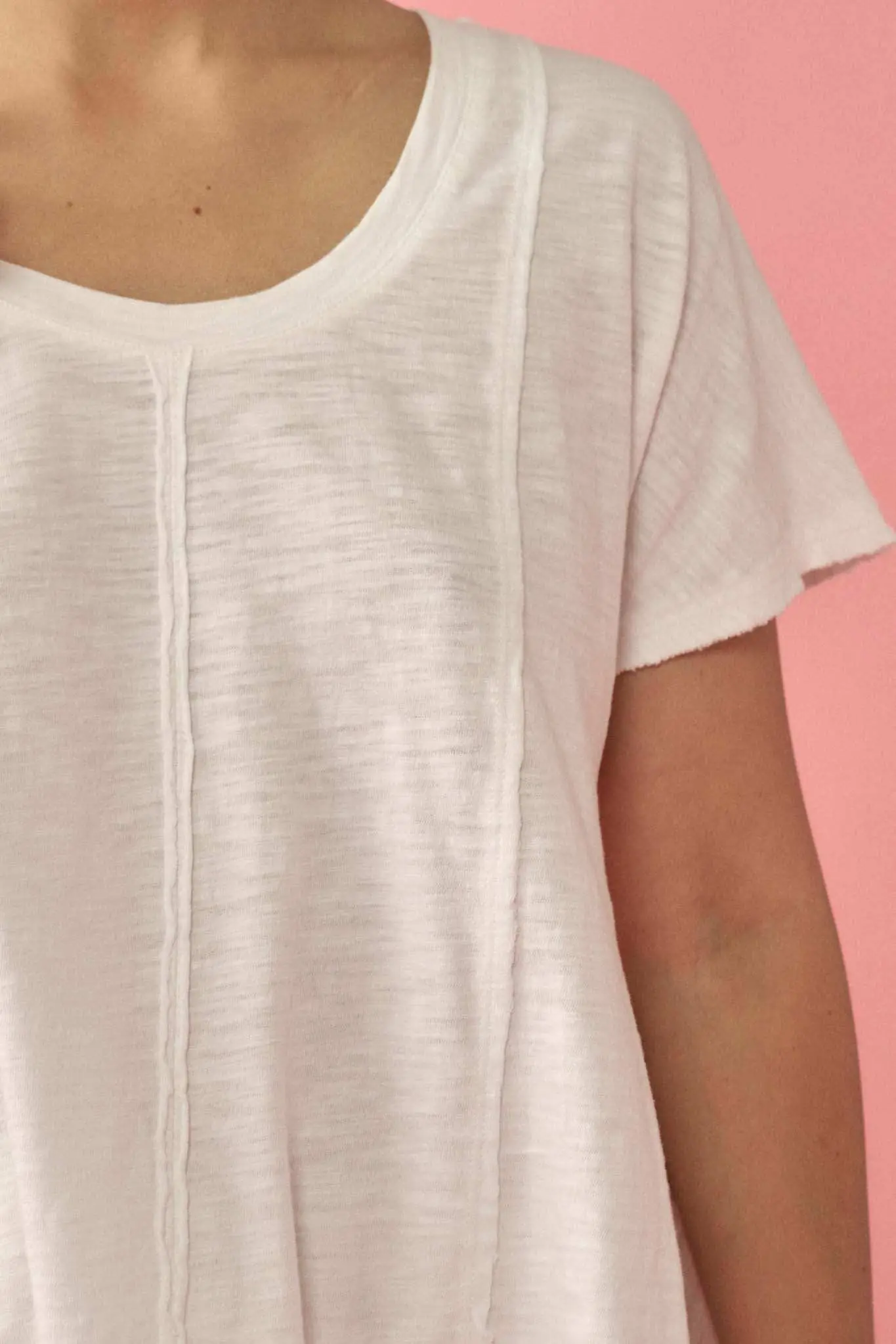 Easy Fit Vintage-Wash Slub Cotton Exposed-Seam Tee - Image 6