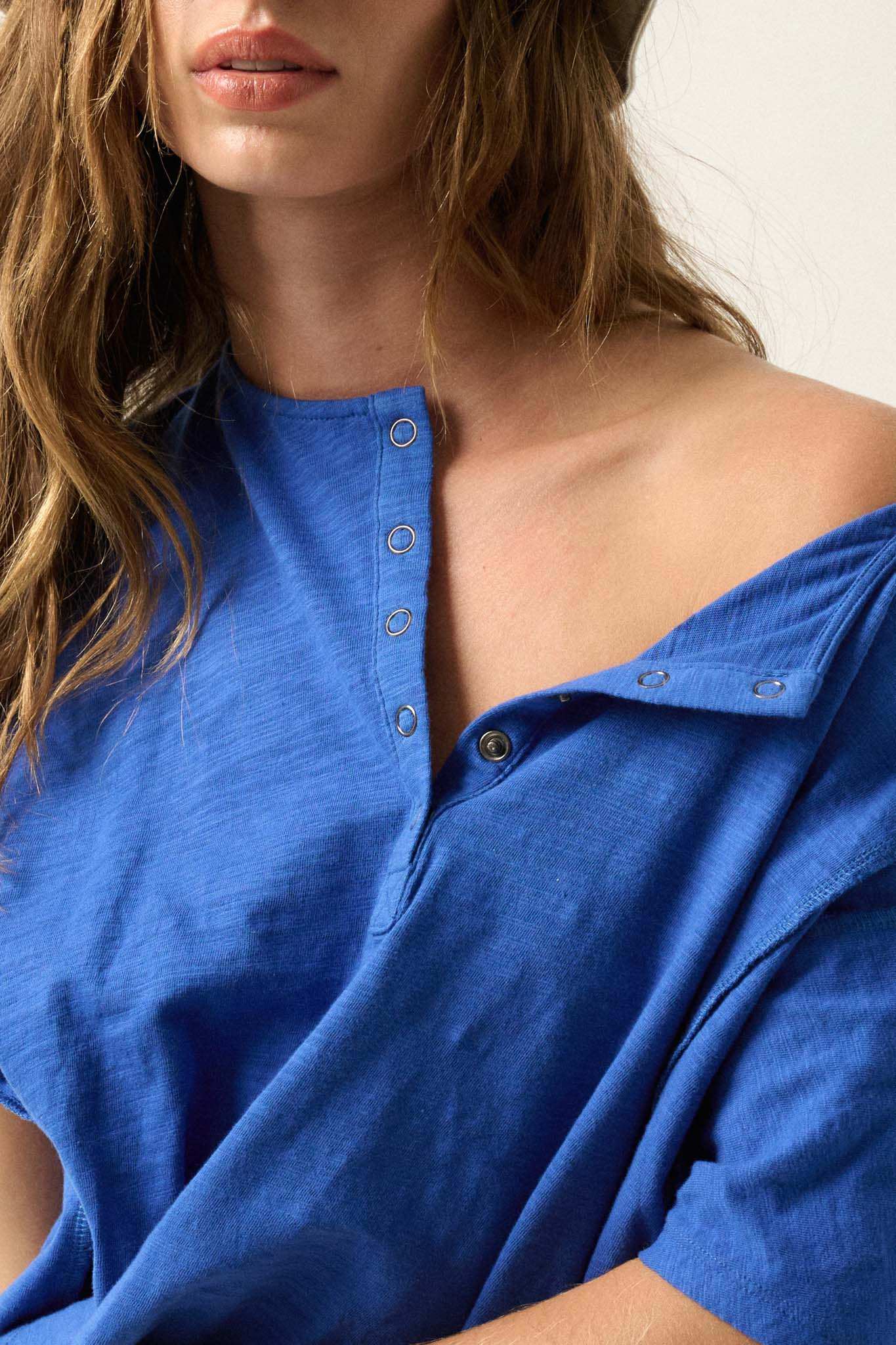 Easy Fit Vintage-Wash Slub Cotton Henley Tee - Image 12