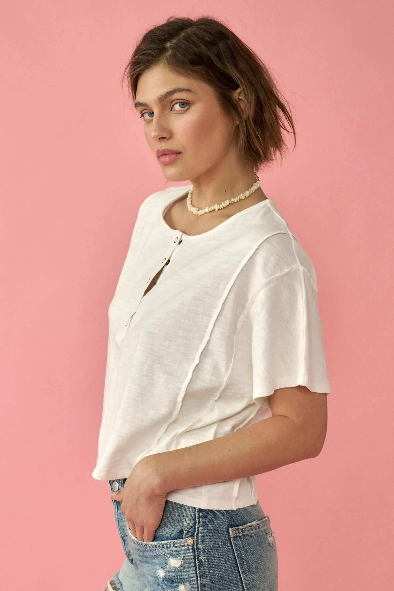 Easy Fit Vintage-Wash Slub Cotton Henley Tee - Image 4