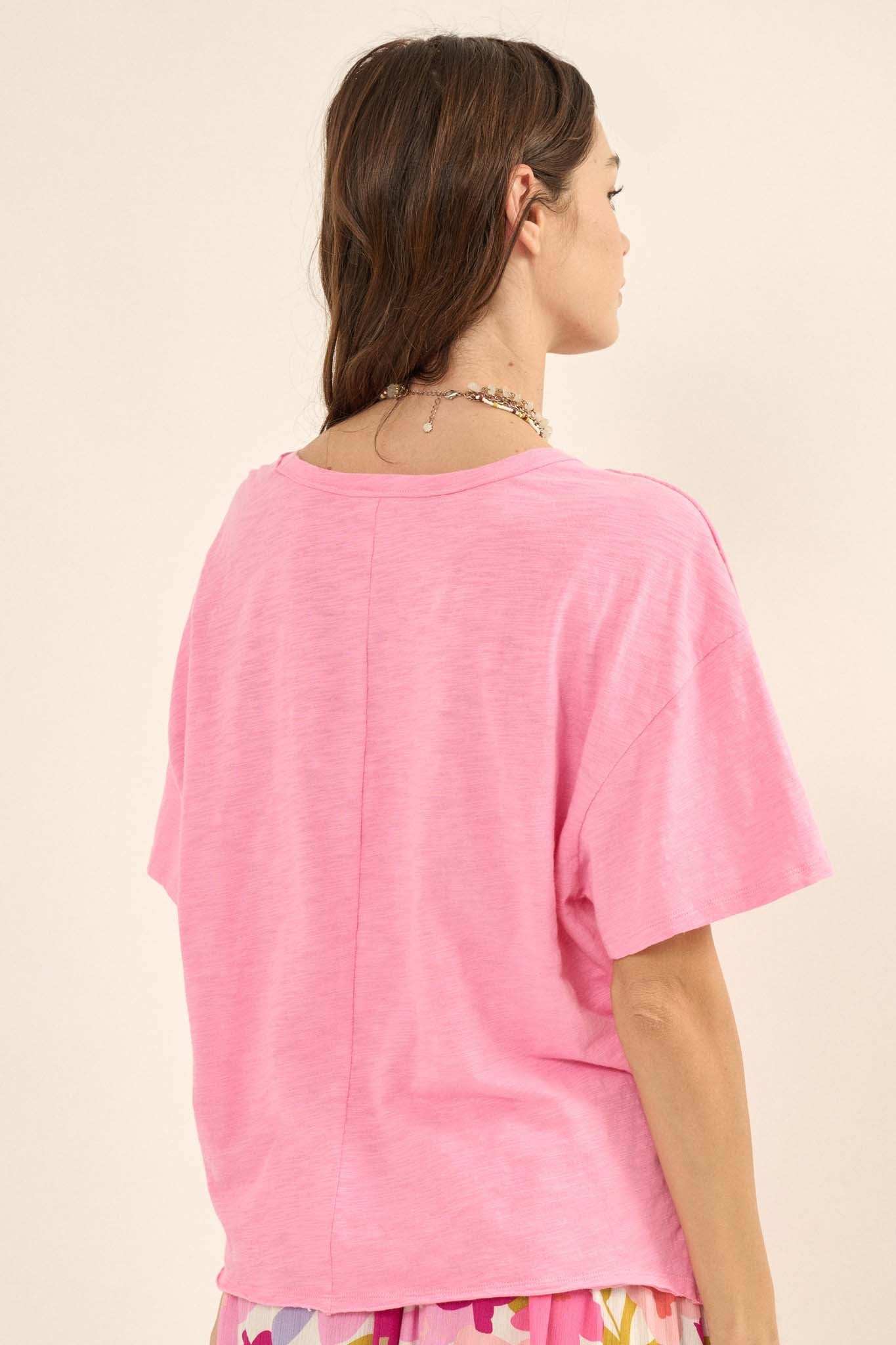 Easy Fit Vintage-Wash Slub Cotton Split-Hem Tee - Image 10