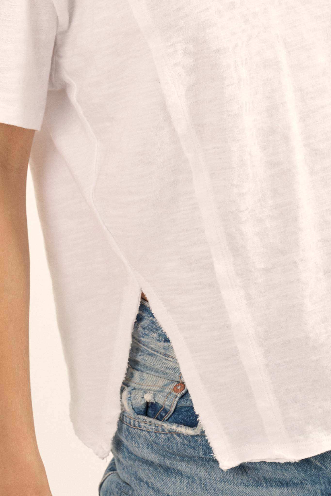 Easy Fit Vintage-Wash Slub Cotton Split-Hem Tee - Image 17