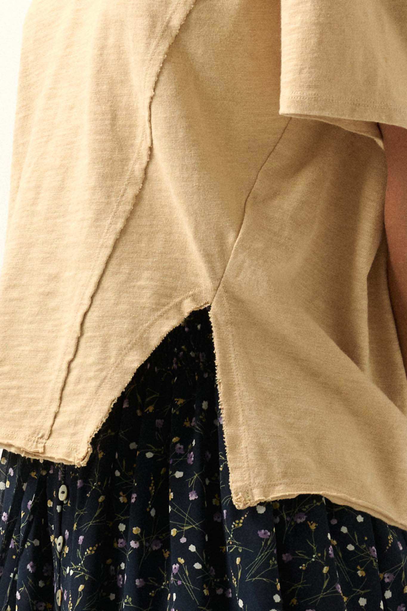 Easy Fit Vintage-Wash Slub Cotton Split-Hem Tee - Image 23