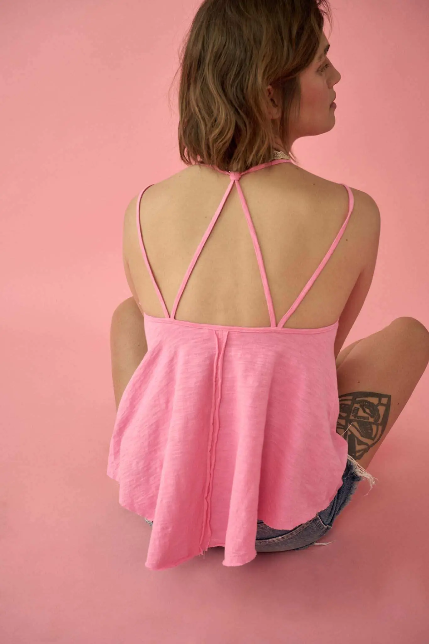 Easy Fit Vintage-Wash Slub Cotton Strappy Tank Top - Image 10