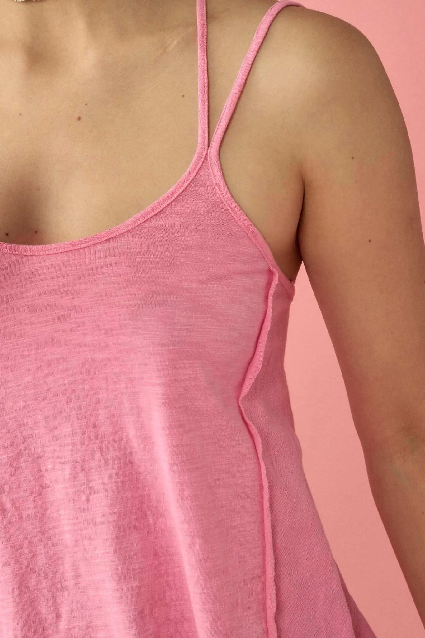 Easy Fit Vintage-Wash Slub Cotton Strappy Tank Top - Image 6