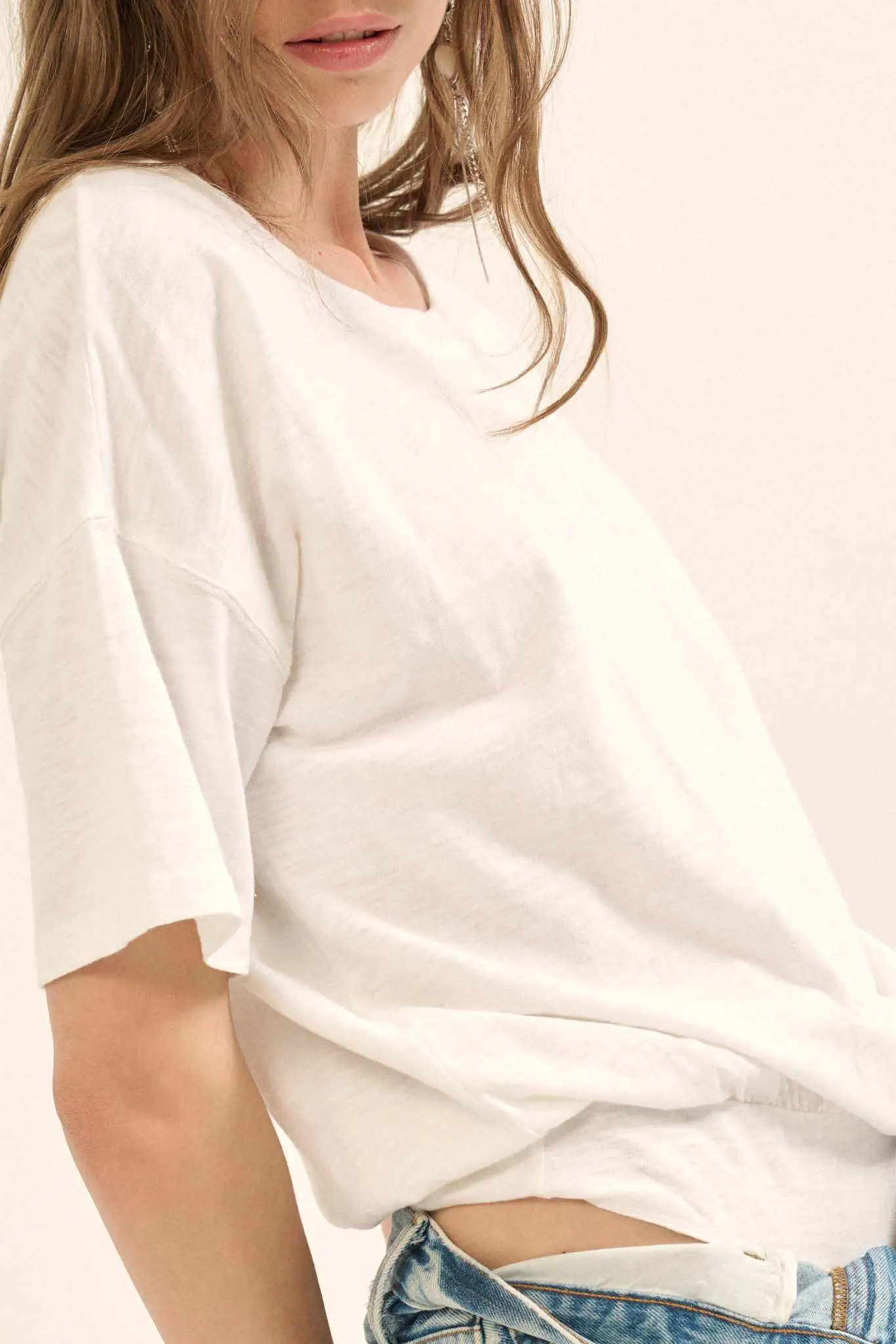 Easy Fit Vintage-Wash Slub Cotton T-Shirt Bodysuit - Image 13