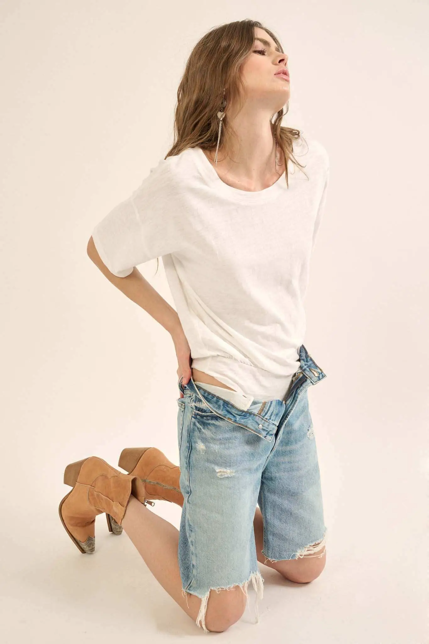 Easy Fit Vintage-Wash Slub Cotton T-Shirt Bodysuit - Image 14