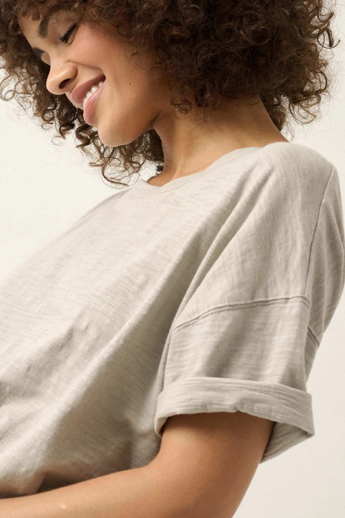 Easy Fit Vintage-Wash Slub Cotton T-Shirt Bodysuit - Image 4