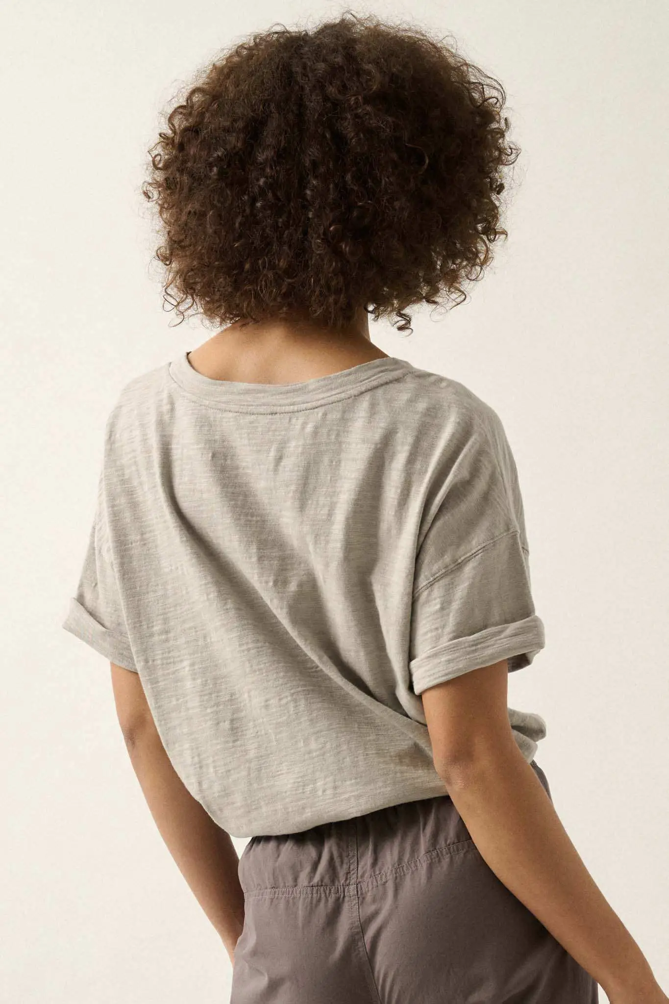 Easy Fit Vintage-Wash Slub Cotton T-Shirt Bodysuit - Image 6