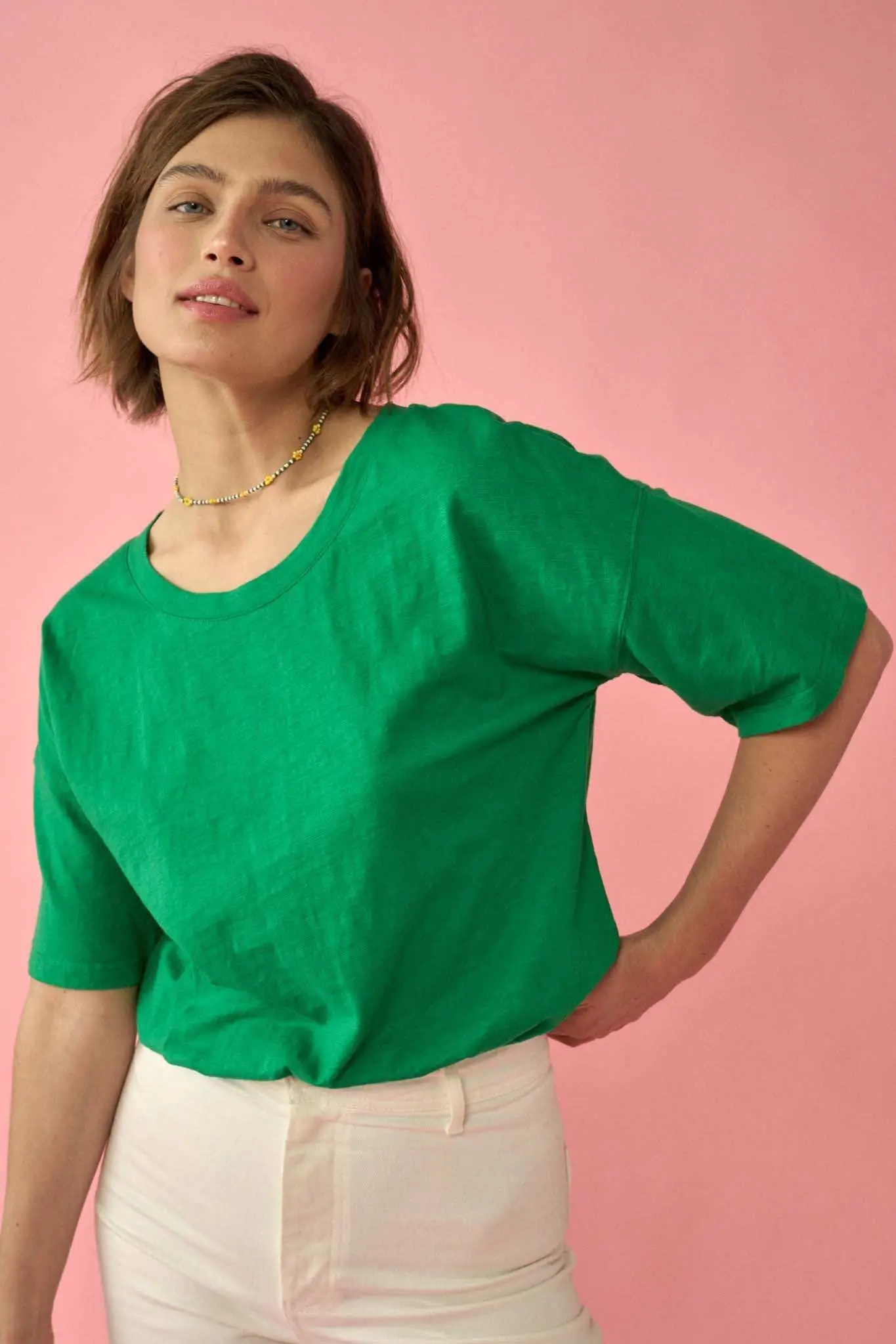 Easy Fit Vintage-Wash Slub Cotton T-Shirt Bodysuit - Image 7