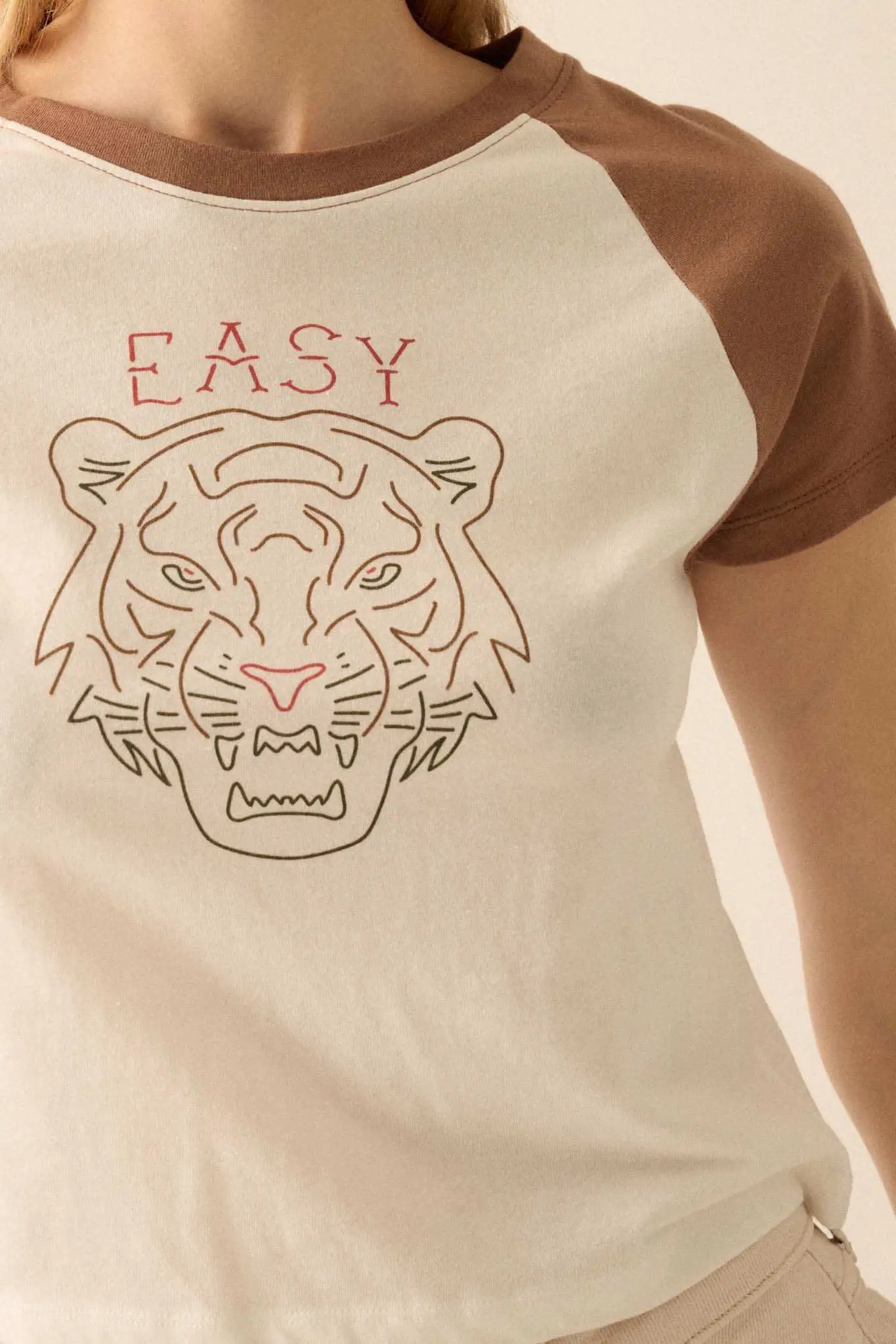 Easy Tiger Cropped Raglan Graphic Baby Tee - Image 2