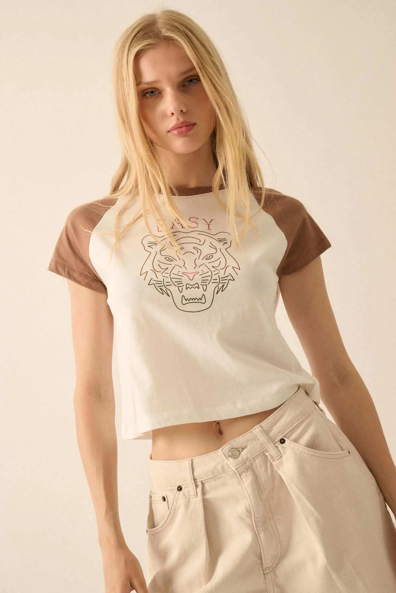 Easy Tiger Cropped Raglan Graphic Baby Tee - Image 3