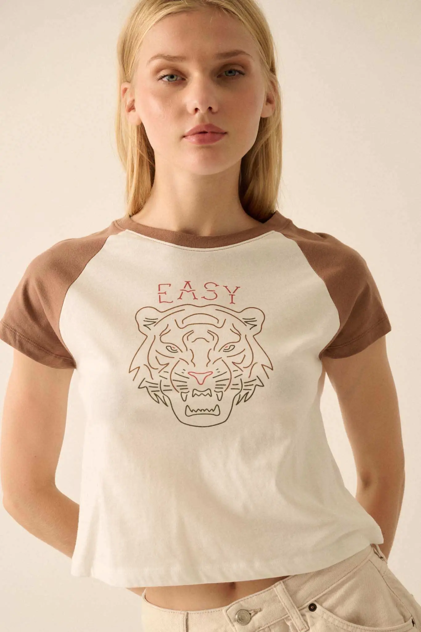 Easy Tiger Cropped Raglan Graphic Baby Tee - Image 5
