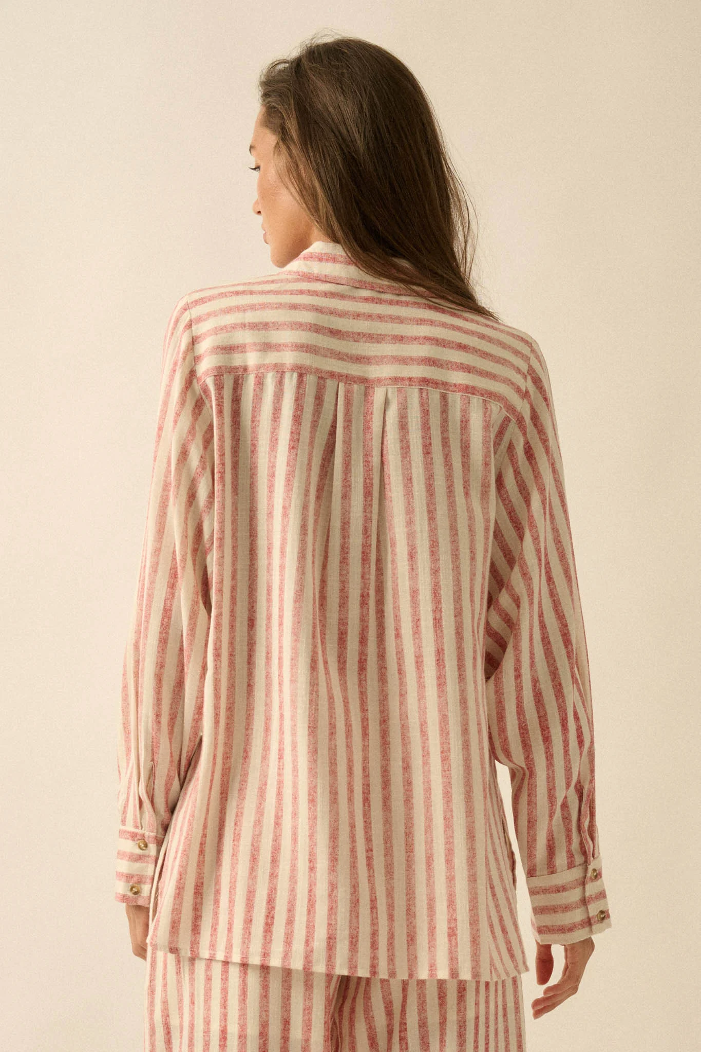 Easy Weekend Striped Oversize Button-Up Shirt - Image 2