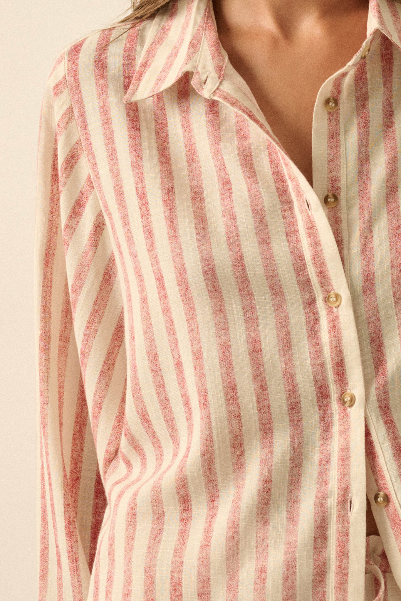 Easy Weekend Striped Oversize Button-Up Shirt - Image 4