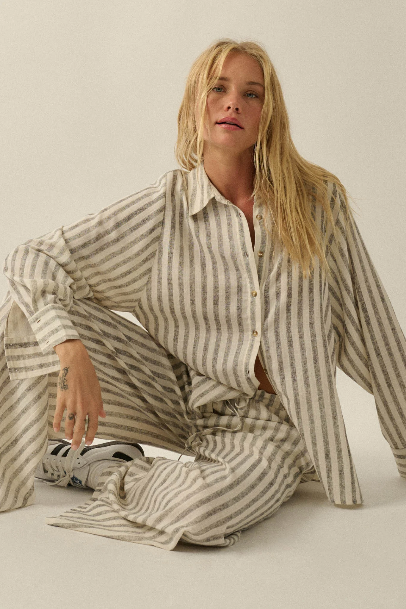 Easy Weekend Striped Oversize Button-Up Shirt - Image 7
