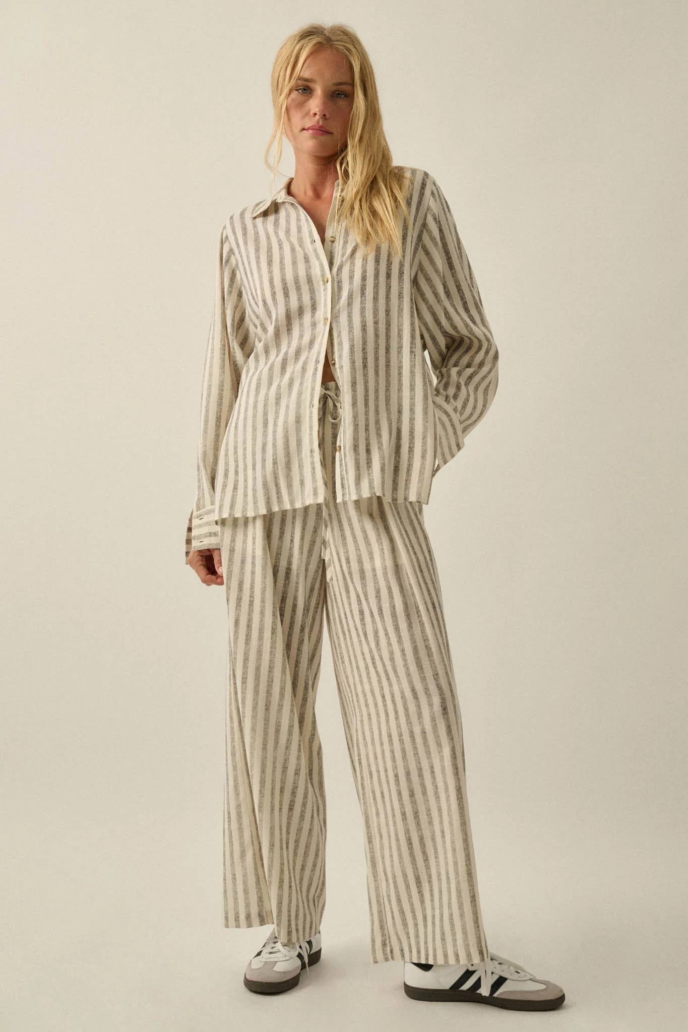 Easy Weekend Striped Oversize Button-Up Shirt - Image 9