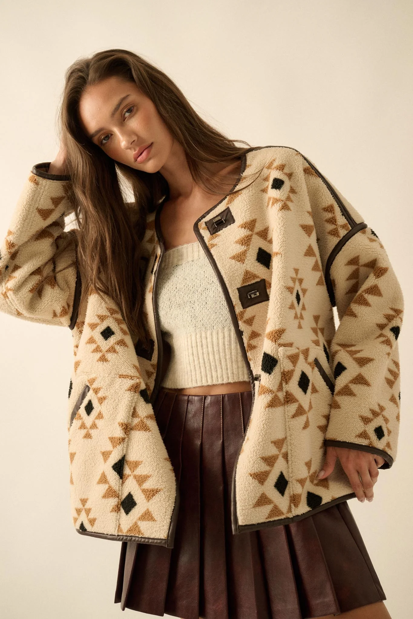 Echo Canyon Geometric-Print Fleece Toggle Jacket - Image 5