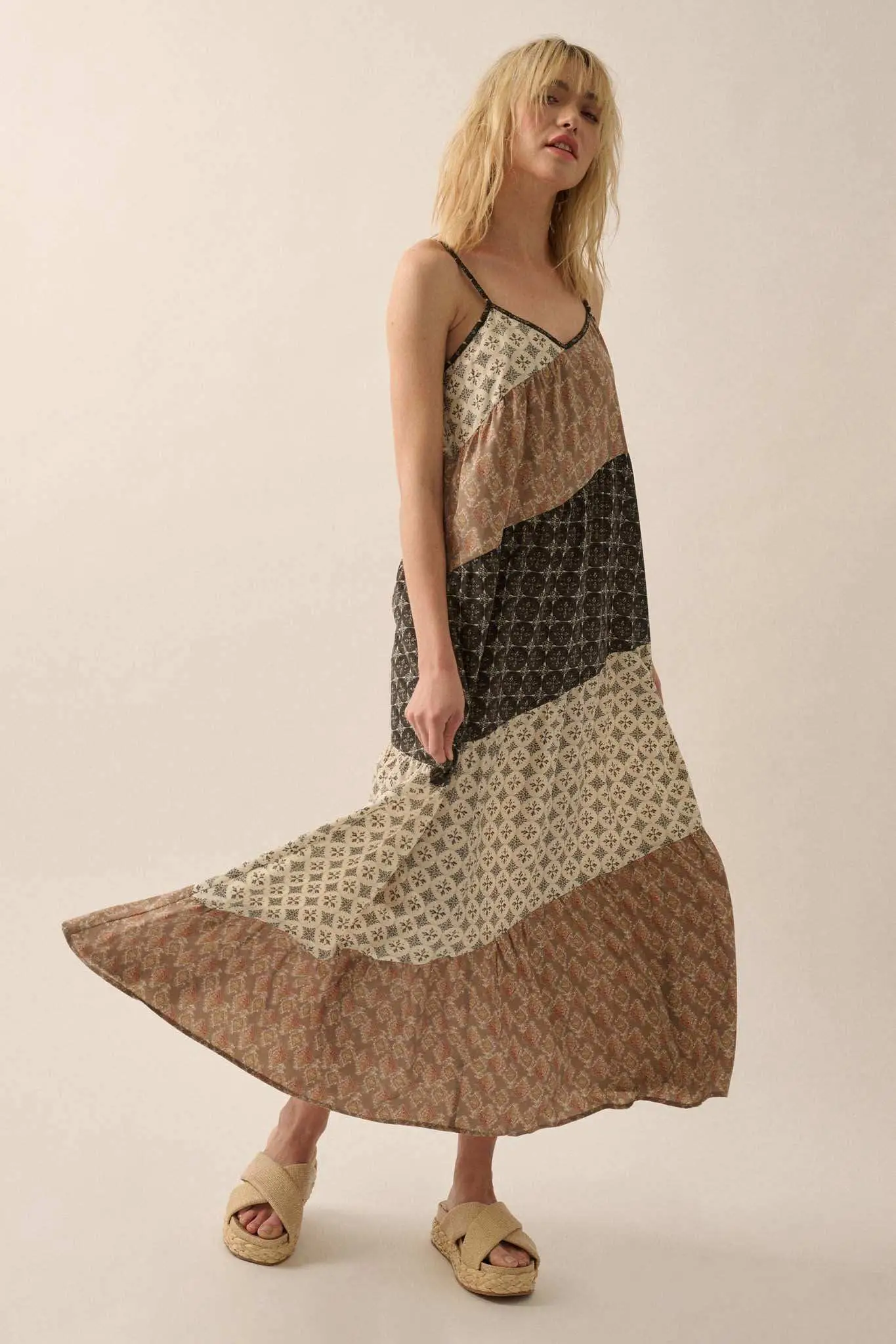 Eclectic Spirit Block-Print Tiered Maxi Dress - Image 8