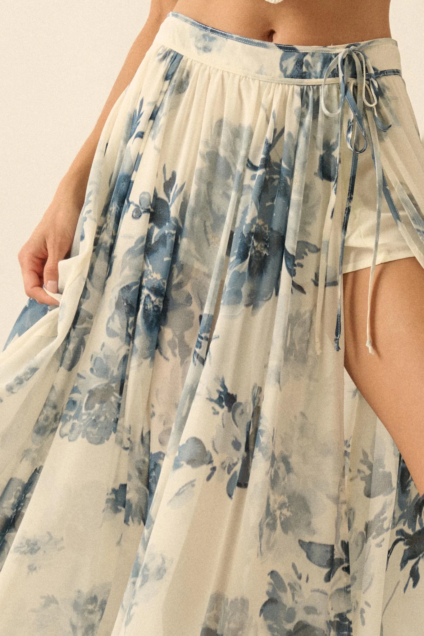 Elegant Embrace Floral Chiffon Wrap Maxi Skort - Image 11
