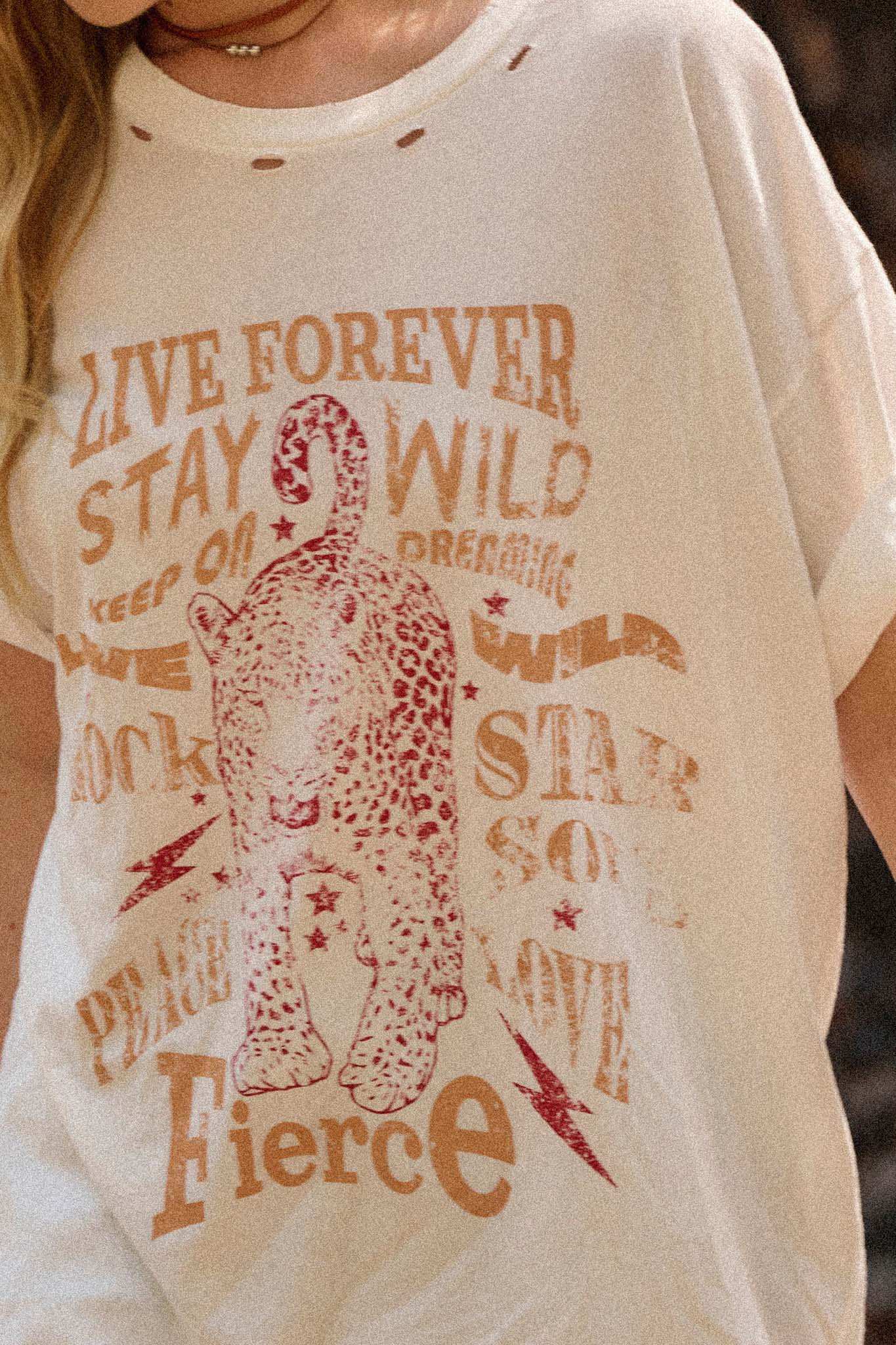 Encouraging Leopard Distressed Oversize Graphic Tee - Image 2
