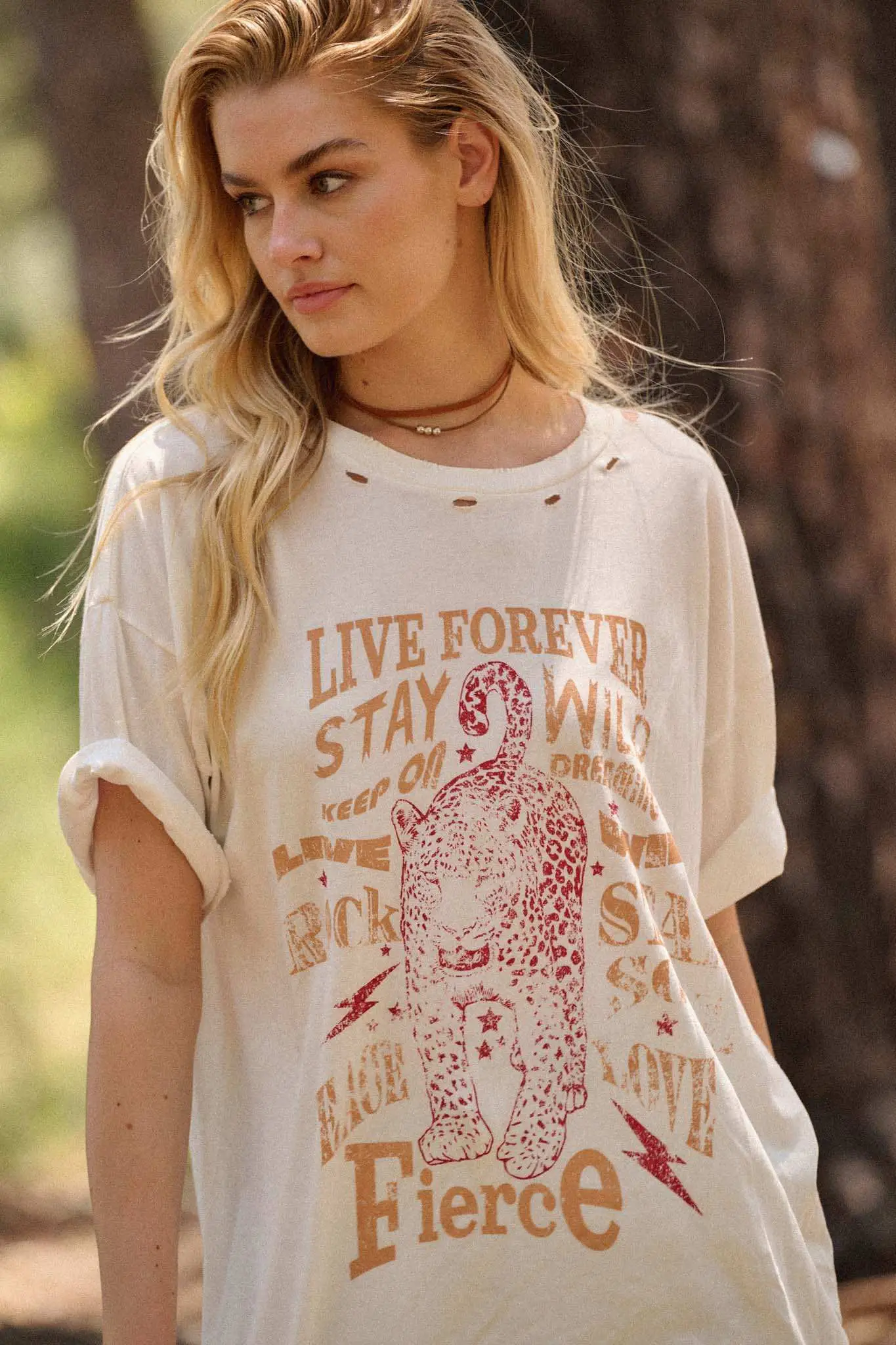 Encouraging Leopard Distressed Oversize Graphic Tee - Image 4