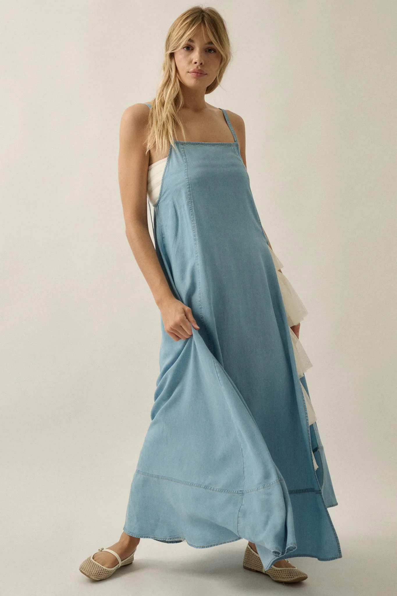 Endless Skies Denim Open-Back High-Slit Maxi Dress - Image 6