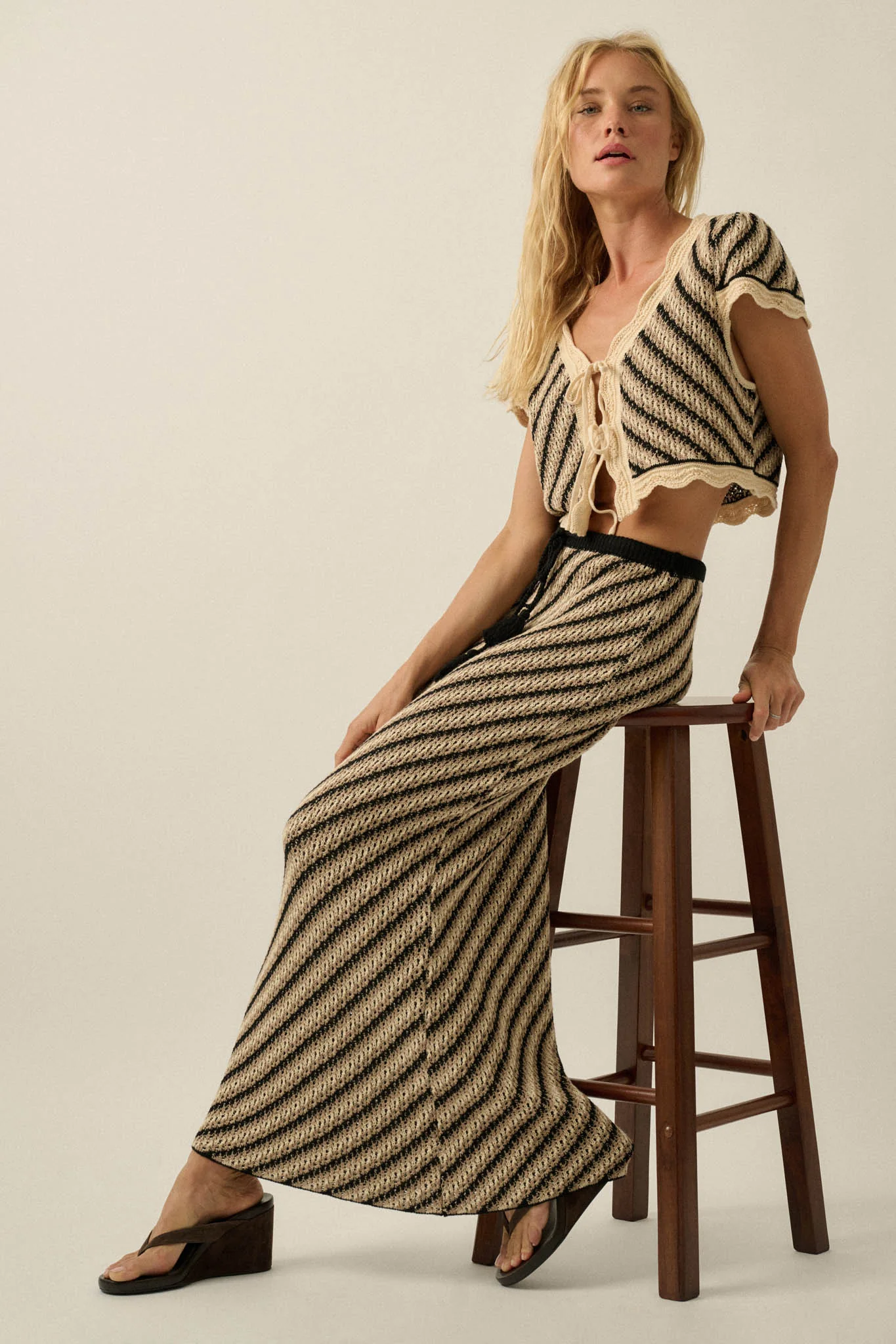 Endless Summer Striped Crochet-Knit Maxi Skirt - Image 13