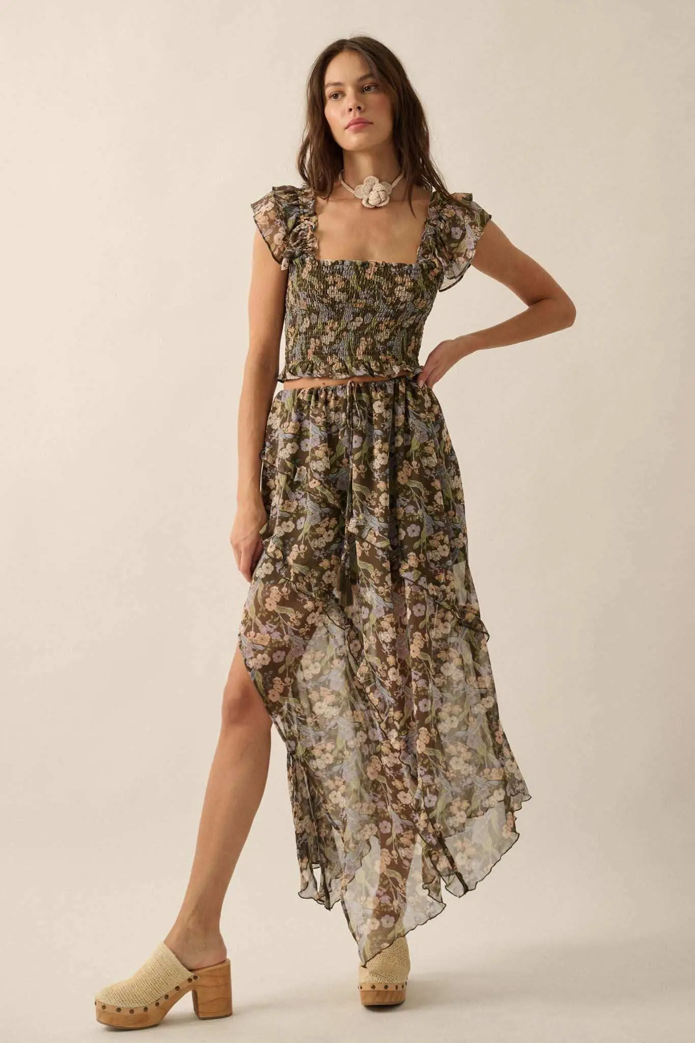 Enduring Beauty Asymmetrical Floral Ruffle Skirt - Image 10