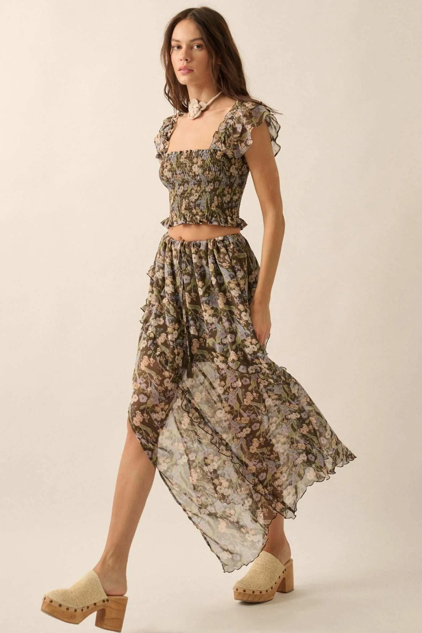 Enduring Beauty Asymmetrical Floral Ruffle Skirt - Image 11