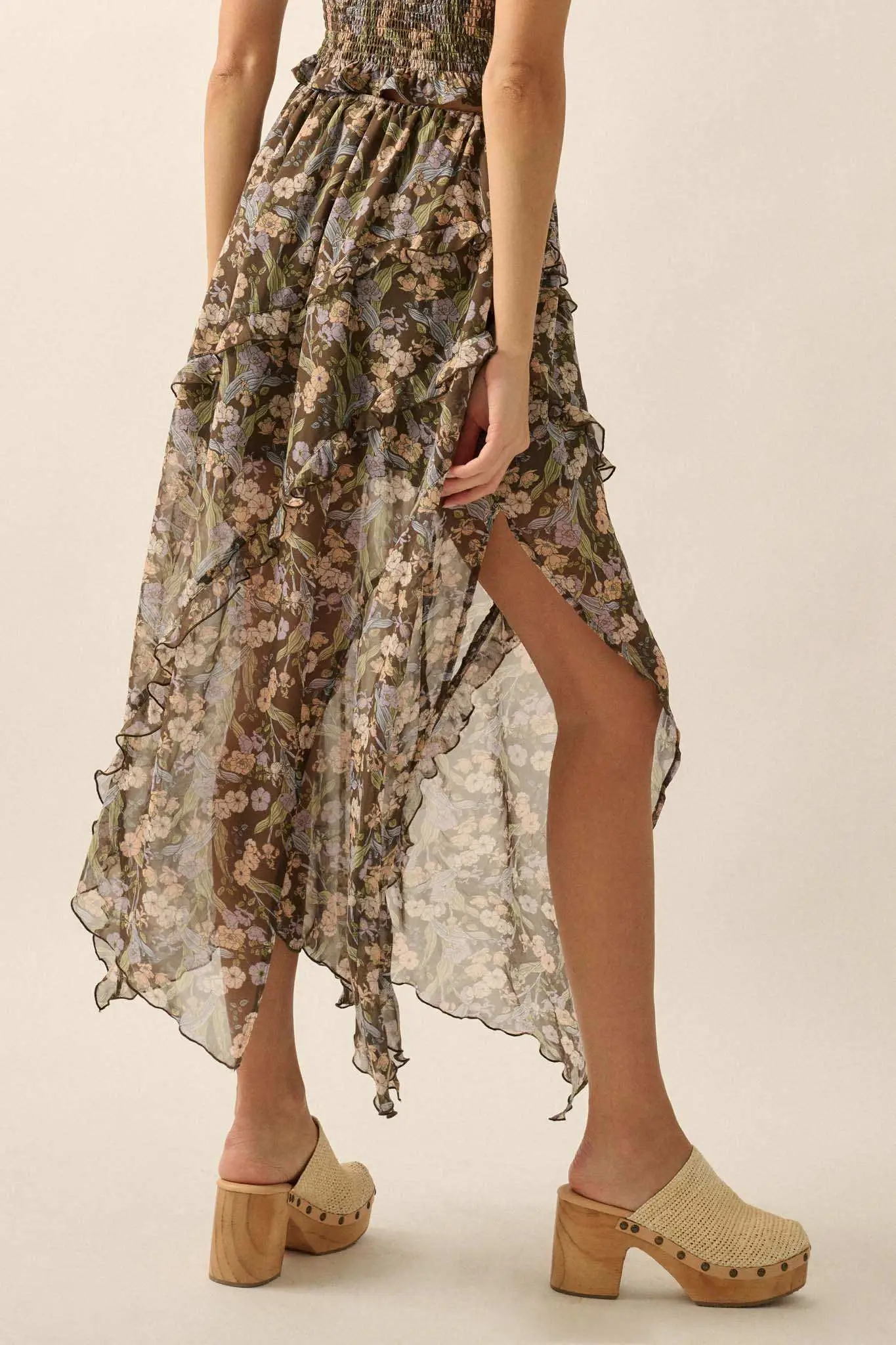 Enduring Beauty Asymmetrical Floral Ruffle Skirt - Image 12