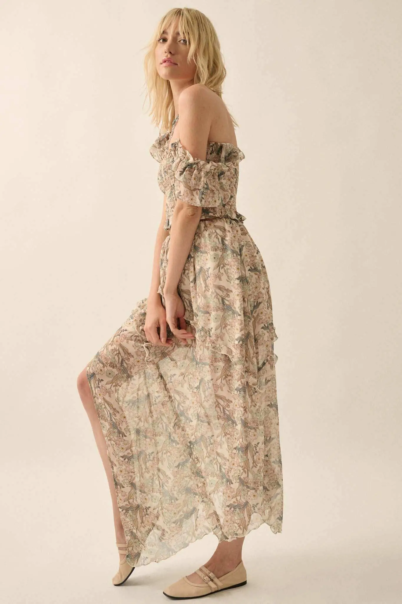 Enduring Beauty Asymmetrical Floral Ruffle Skirt - Image 6