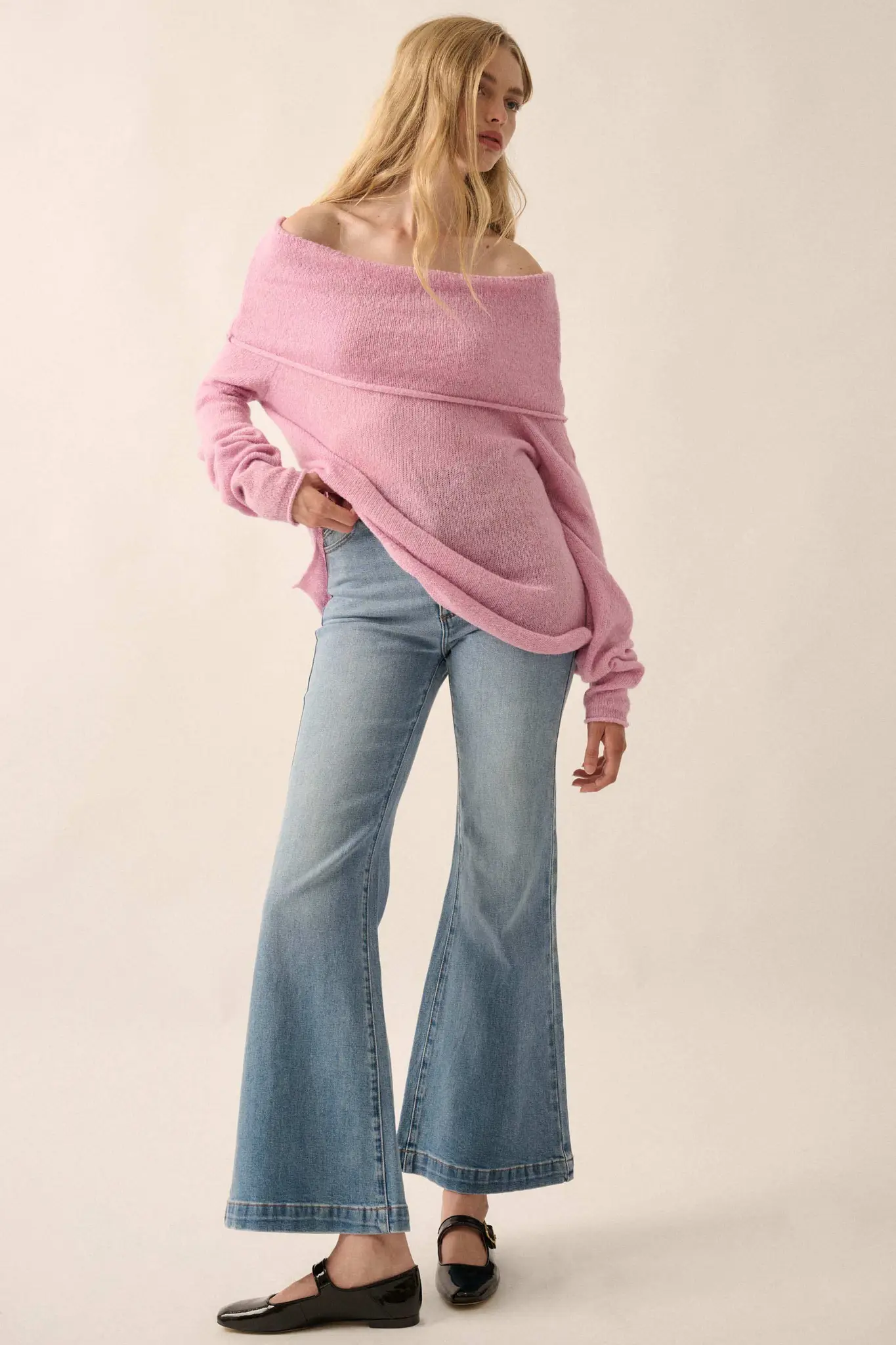 Enjoy the Moment Off-Shoulder Foldover Sweater - Image 3