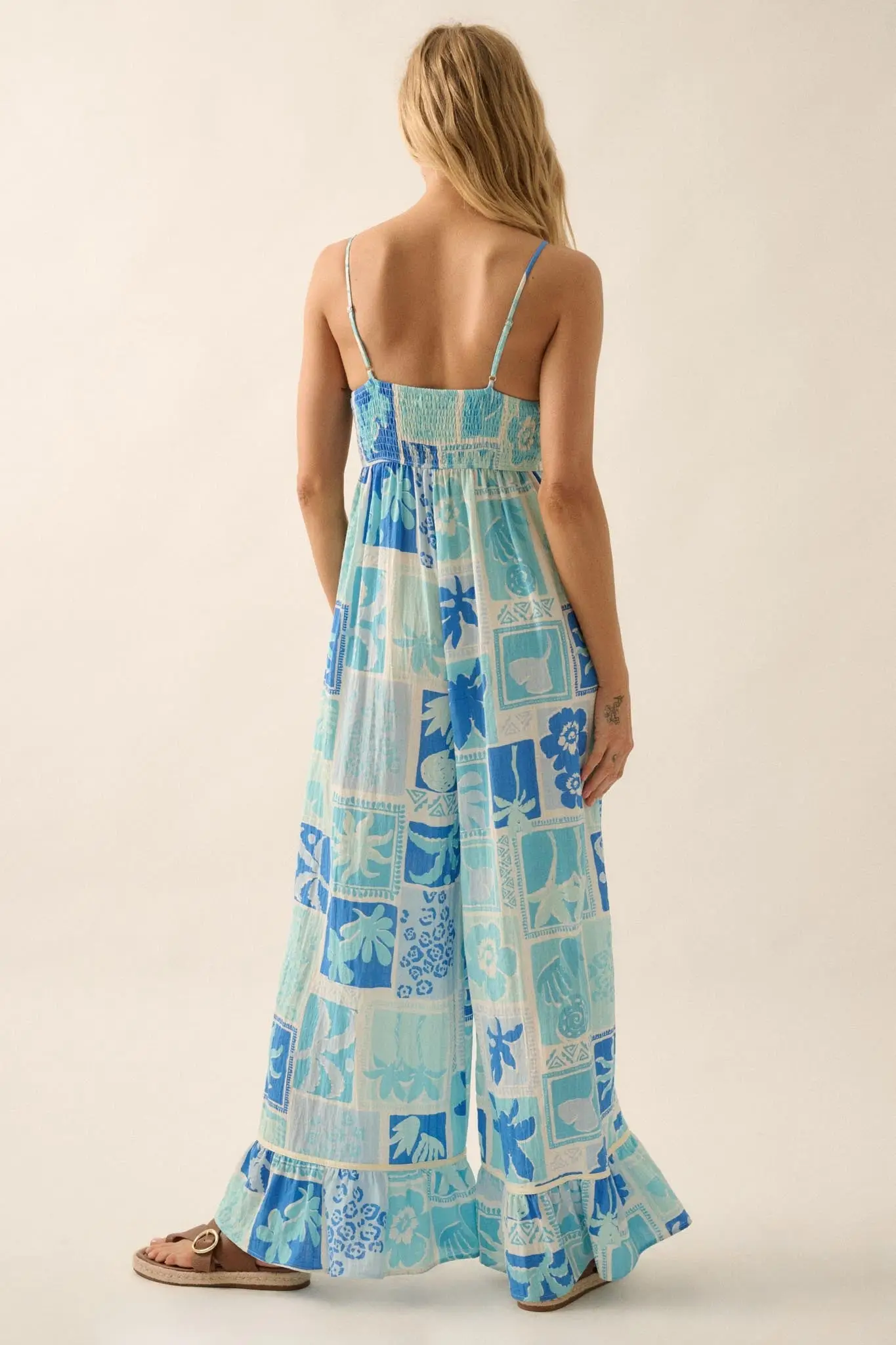 Escape Plan Tropical Floral Ruffle-Hem Jumpsuit - Image 2