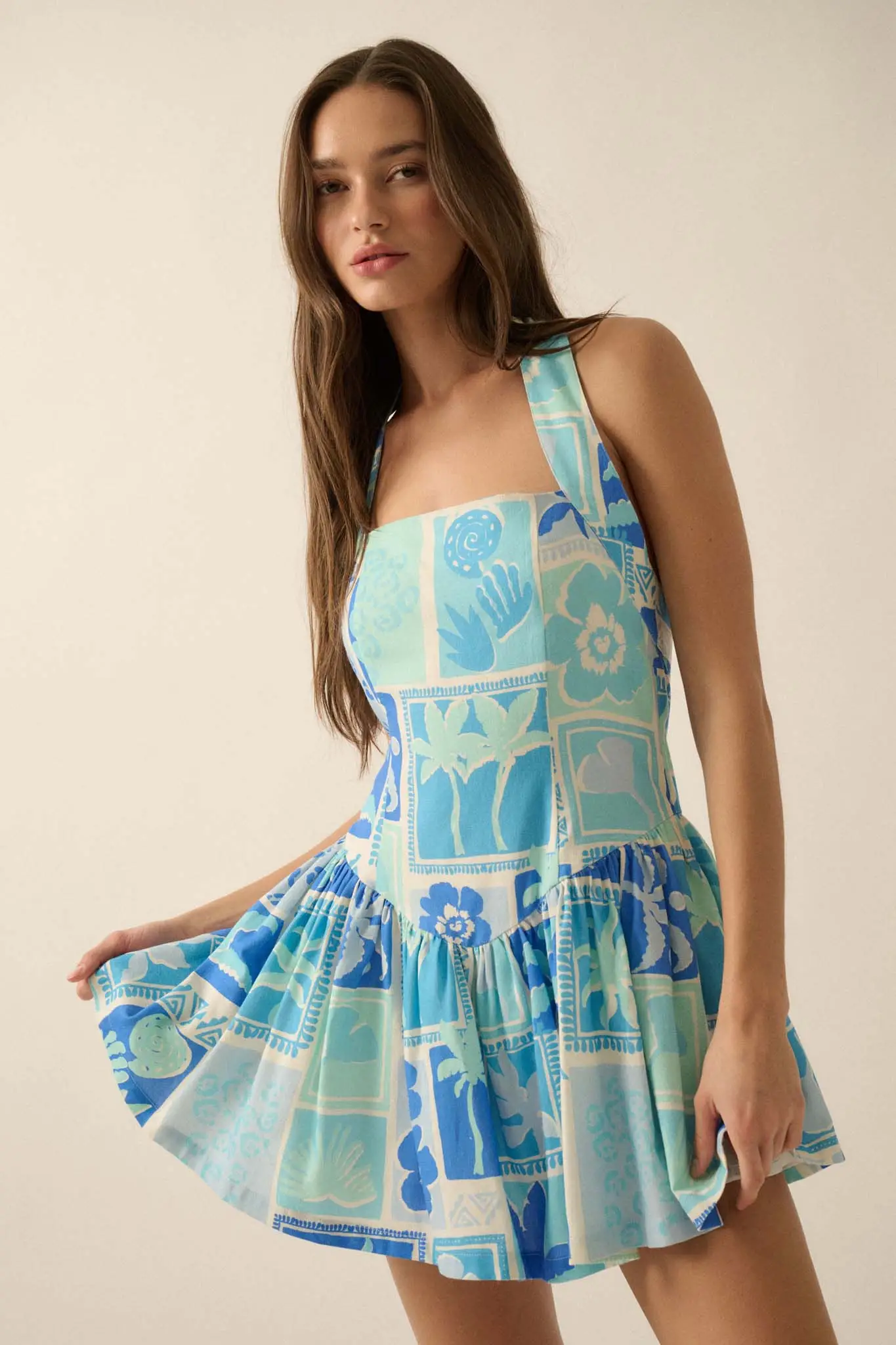 Escape With Me Tropical Floral Halter Mini Dress - Image 4