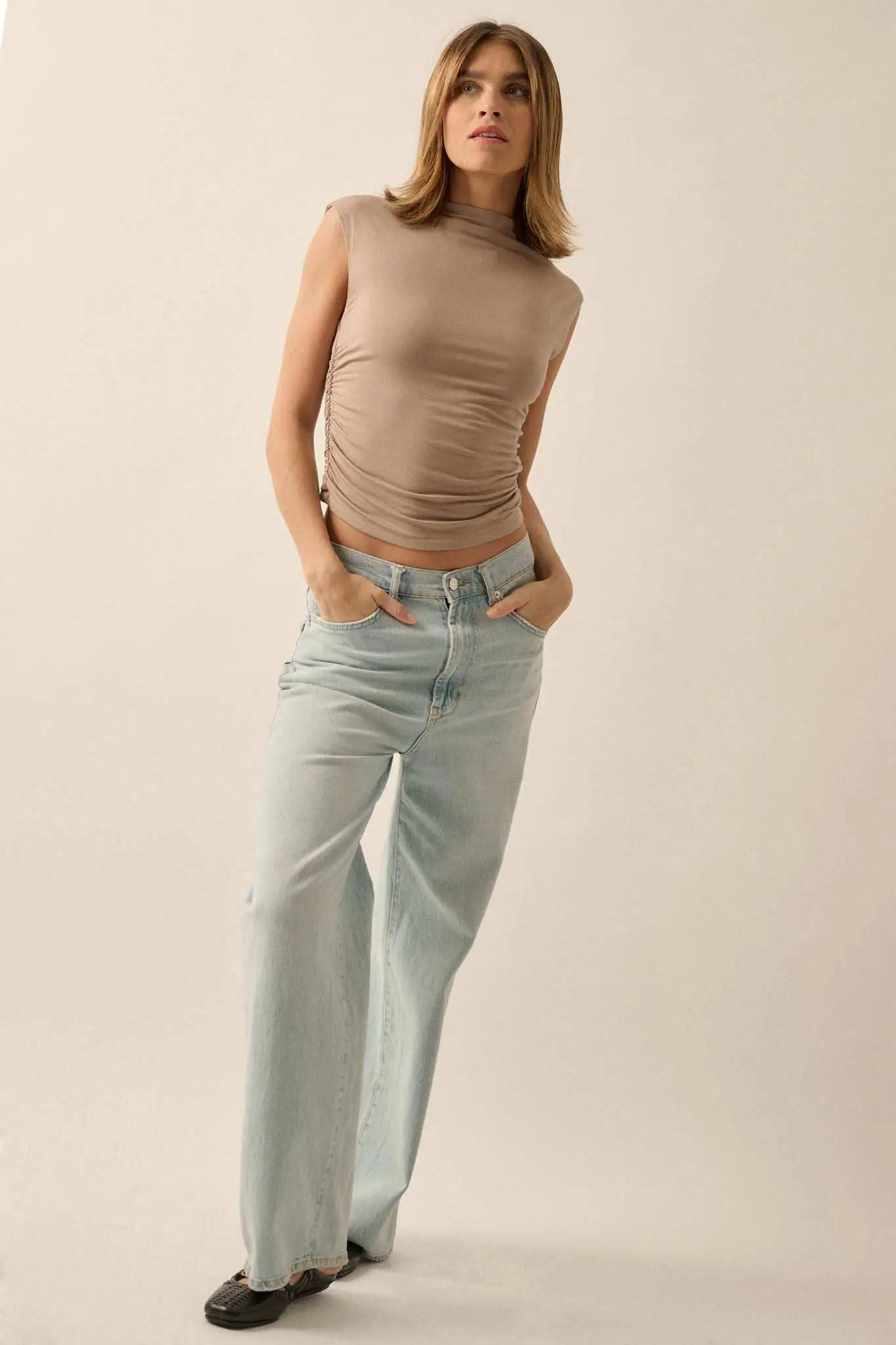Essential Trends Ruched Sleeveless Mock-Neck Top - Image 12