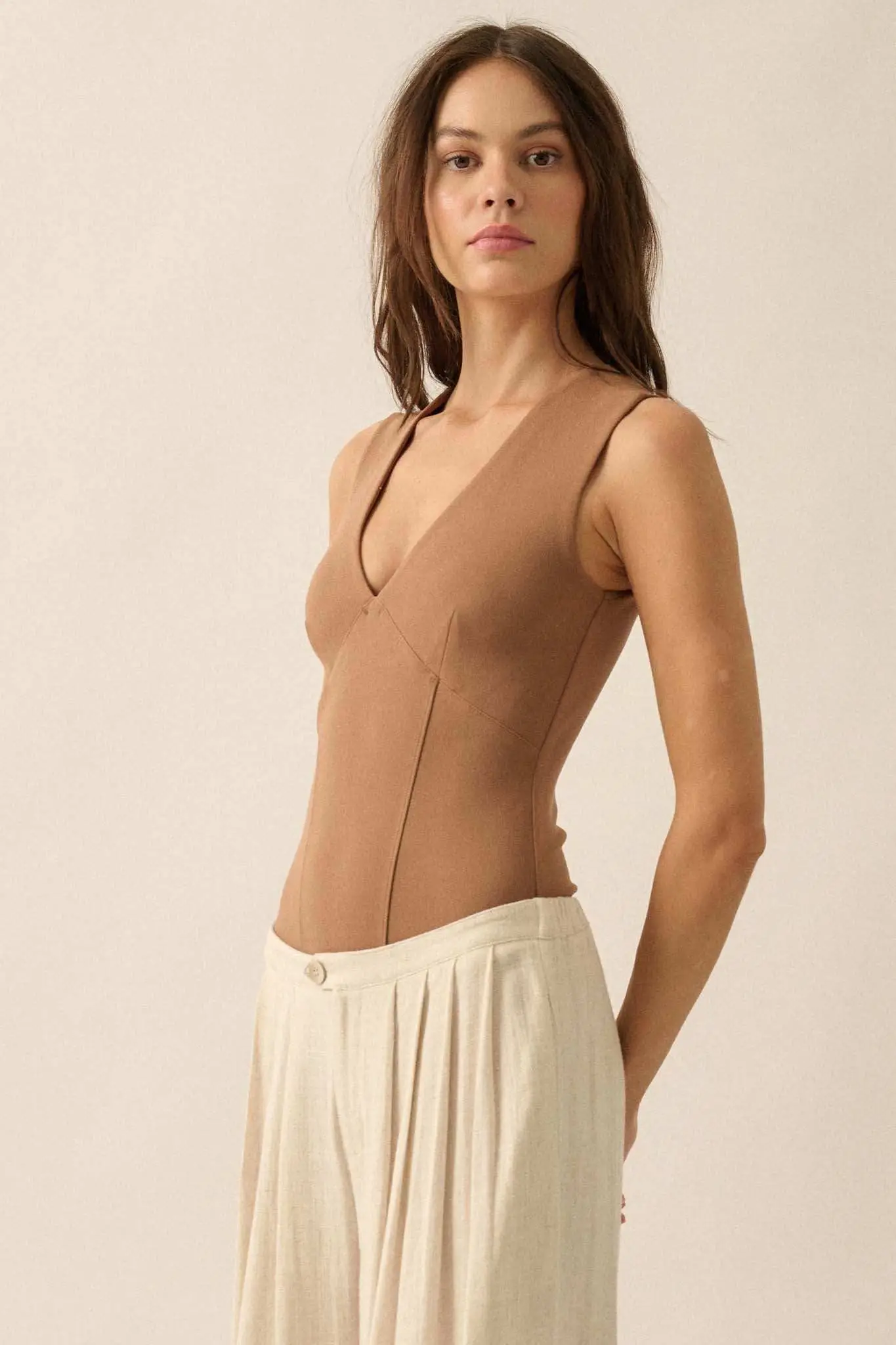 Essential Trends Solid Crepe Contour Bodysuit - Image 4