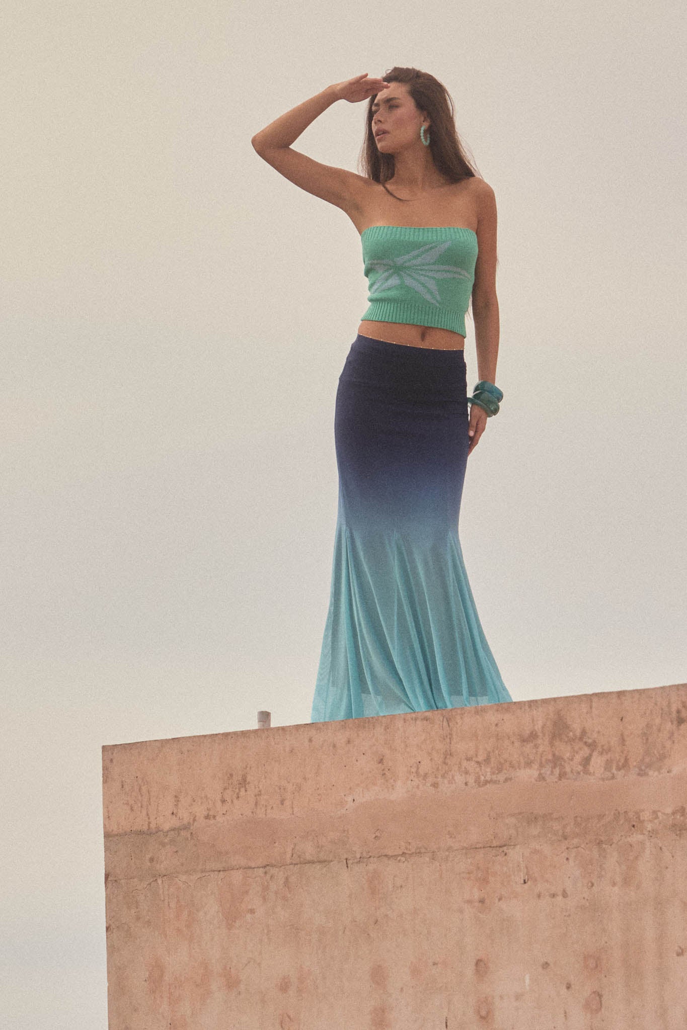 Evening Tide Ombre Mesh Mermaid Maxi Skirt - Image 3