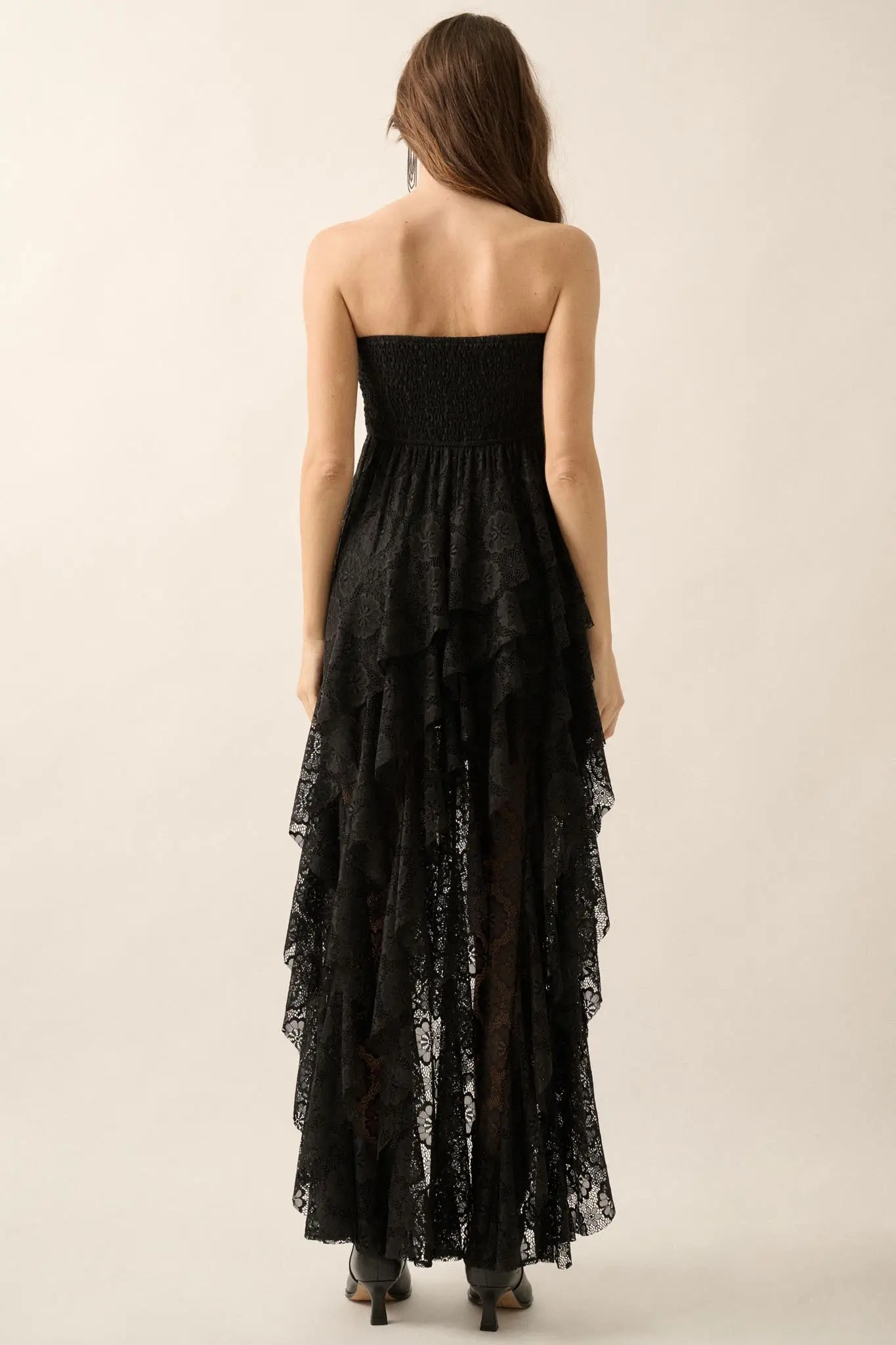 Ever After Asymmetrical Lace Strapless Maxi Dress - Image 2