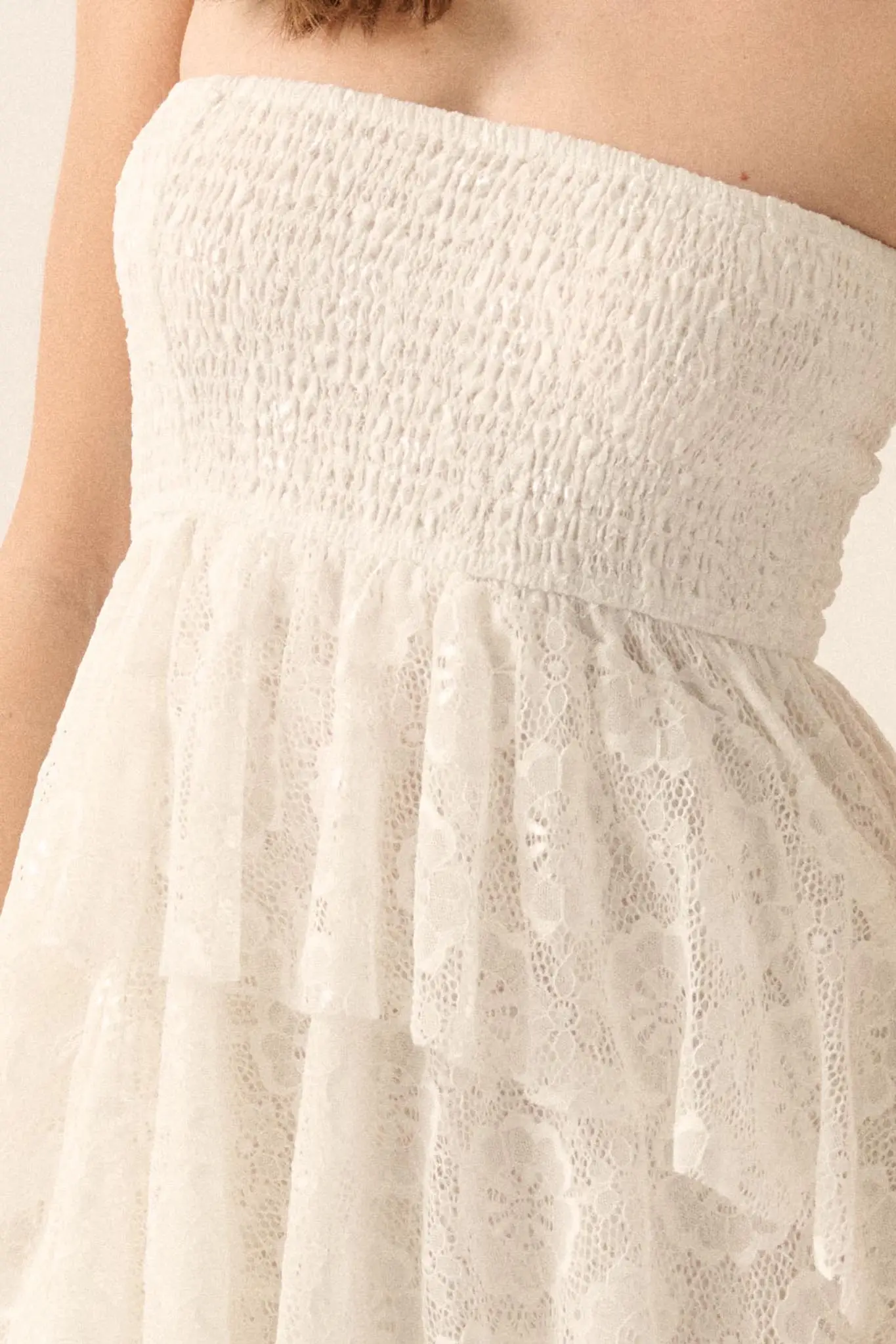 Ever After Asymmetrical Lace Strapless Maxi Dress - Image 8