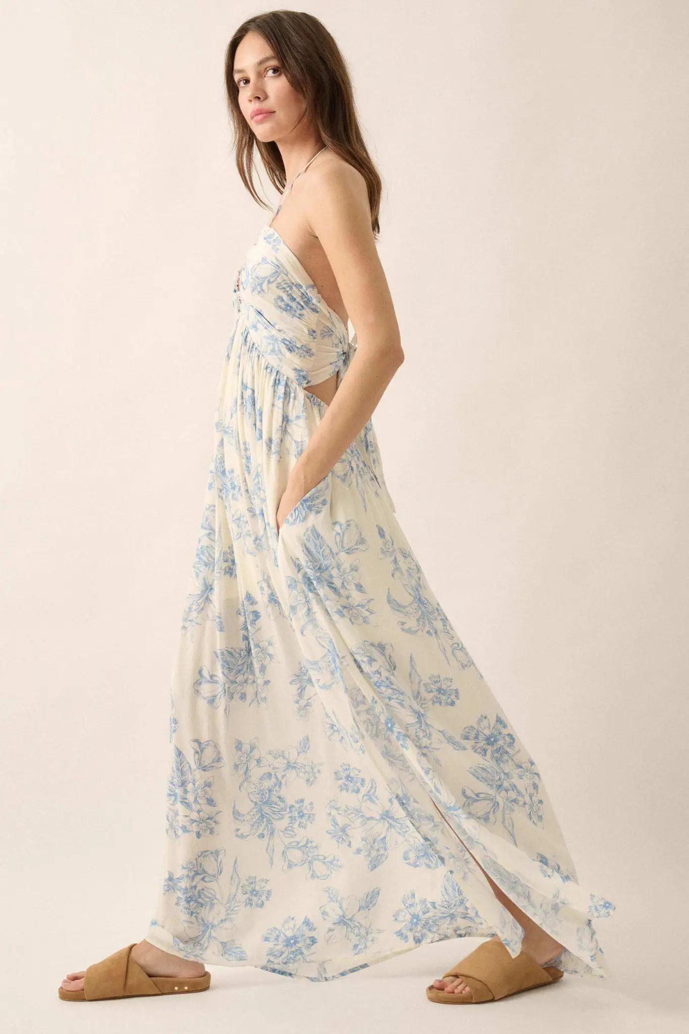 Everlasting Beauty Floral Crepe Halter Maxi Dress - Image 14