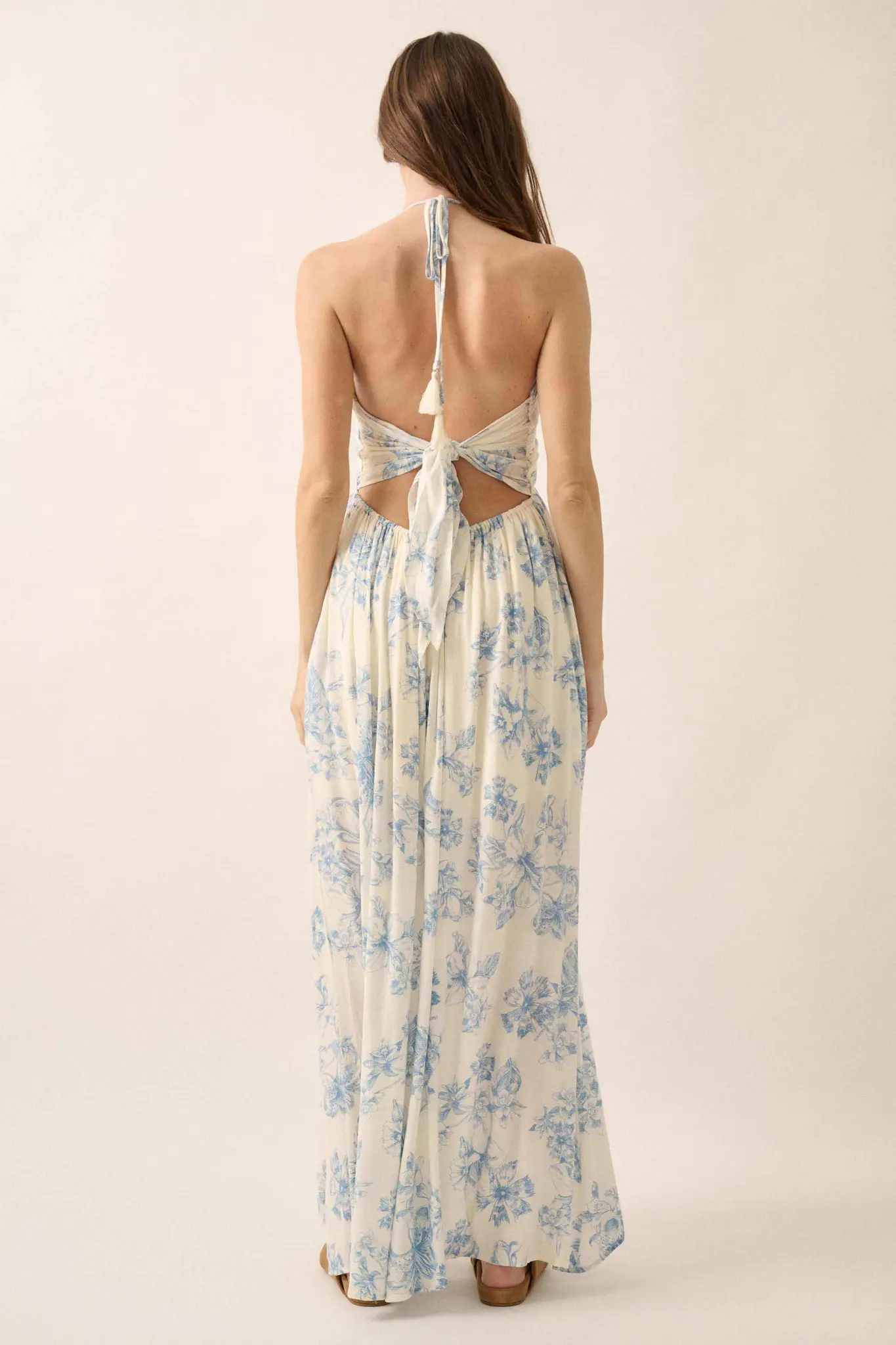 Everlasting Beauty Floral Crepe Halter Maxi Dress - Image 15